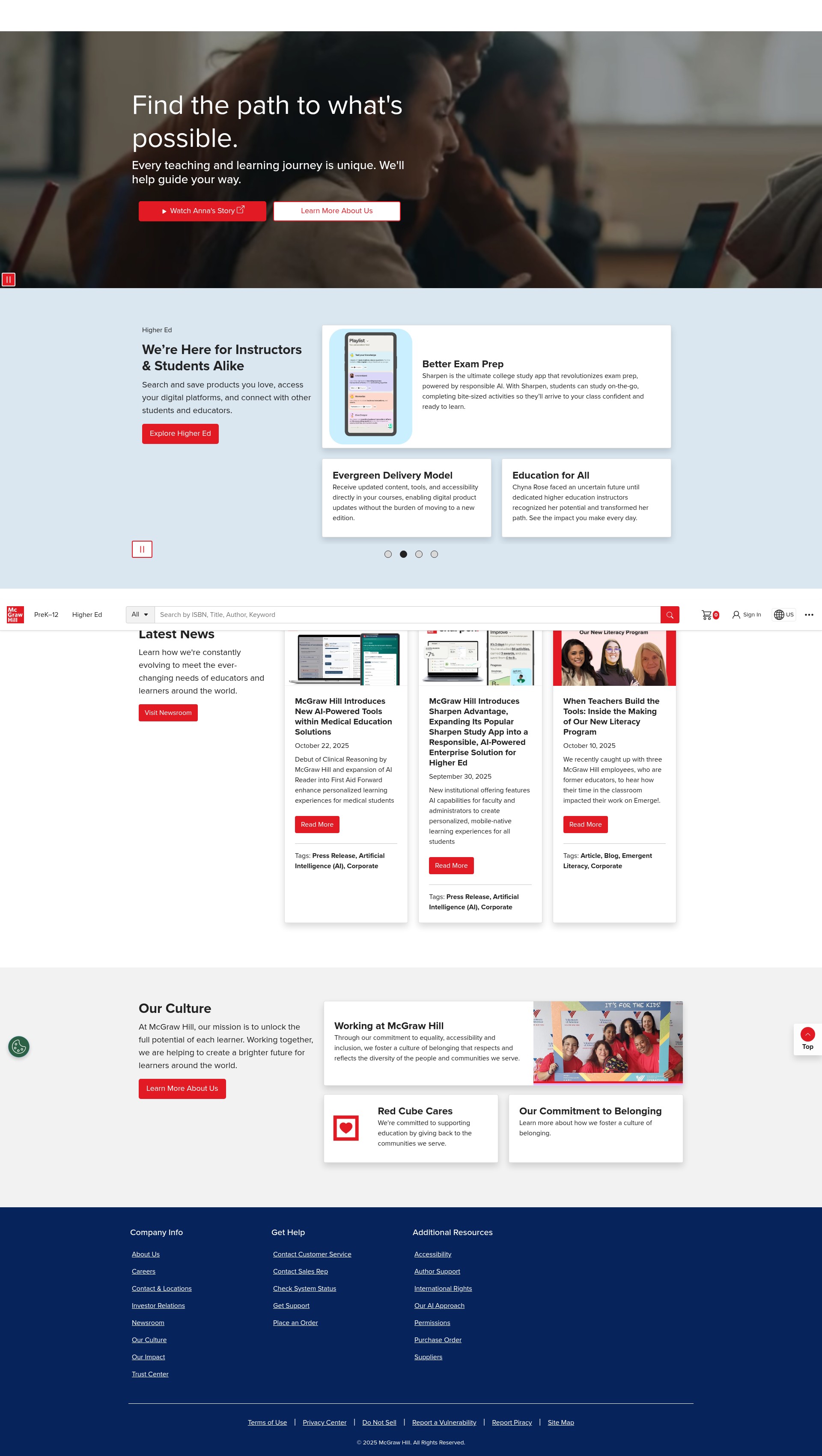Screenshot of mheducation.com