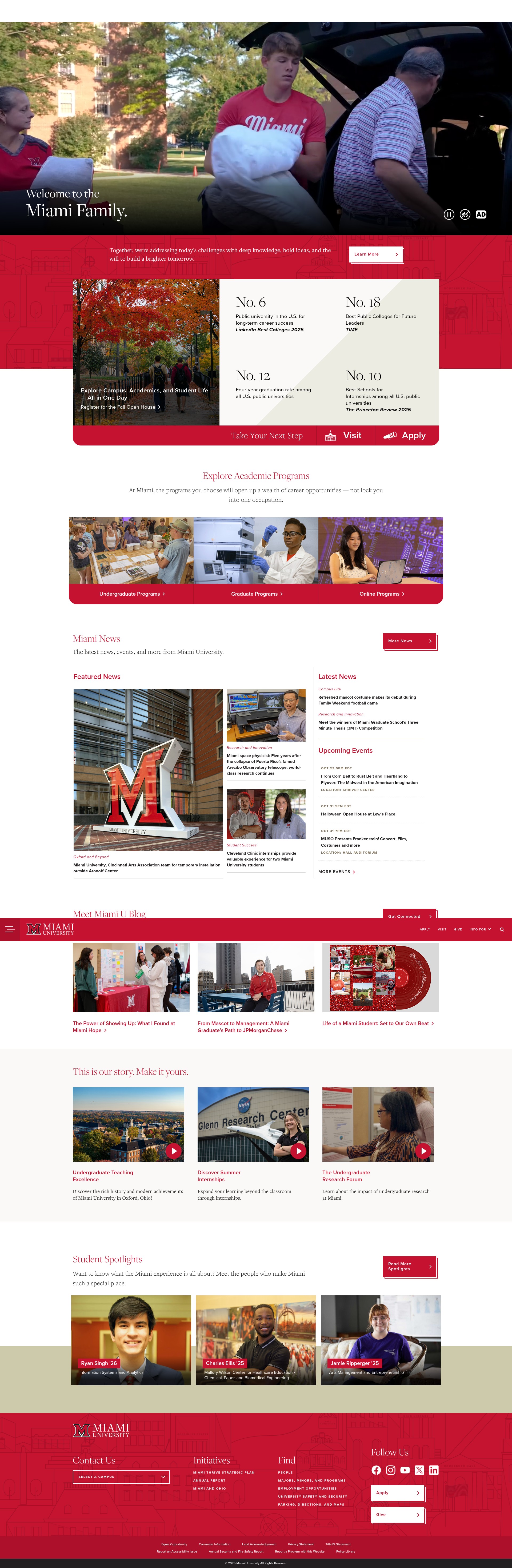 Screenshot of miamioh.edu