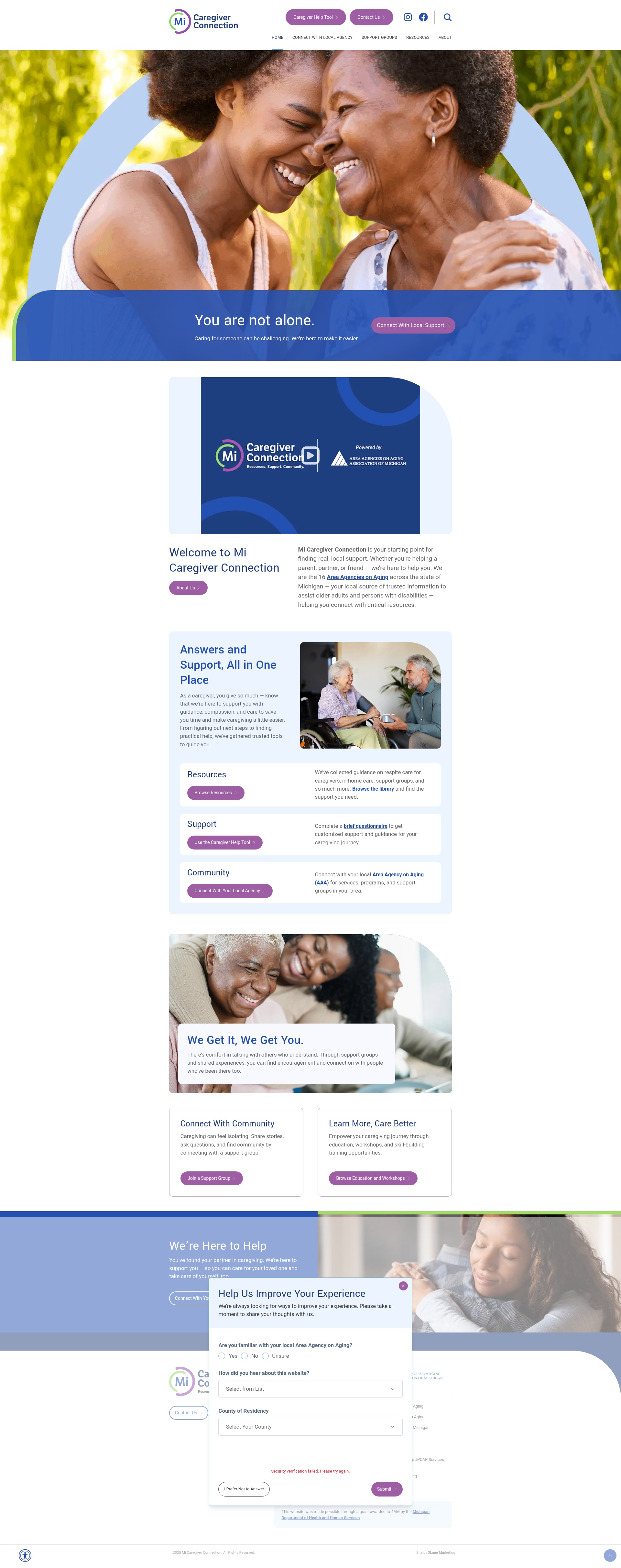 Screenshot of micaregiverconnection.com