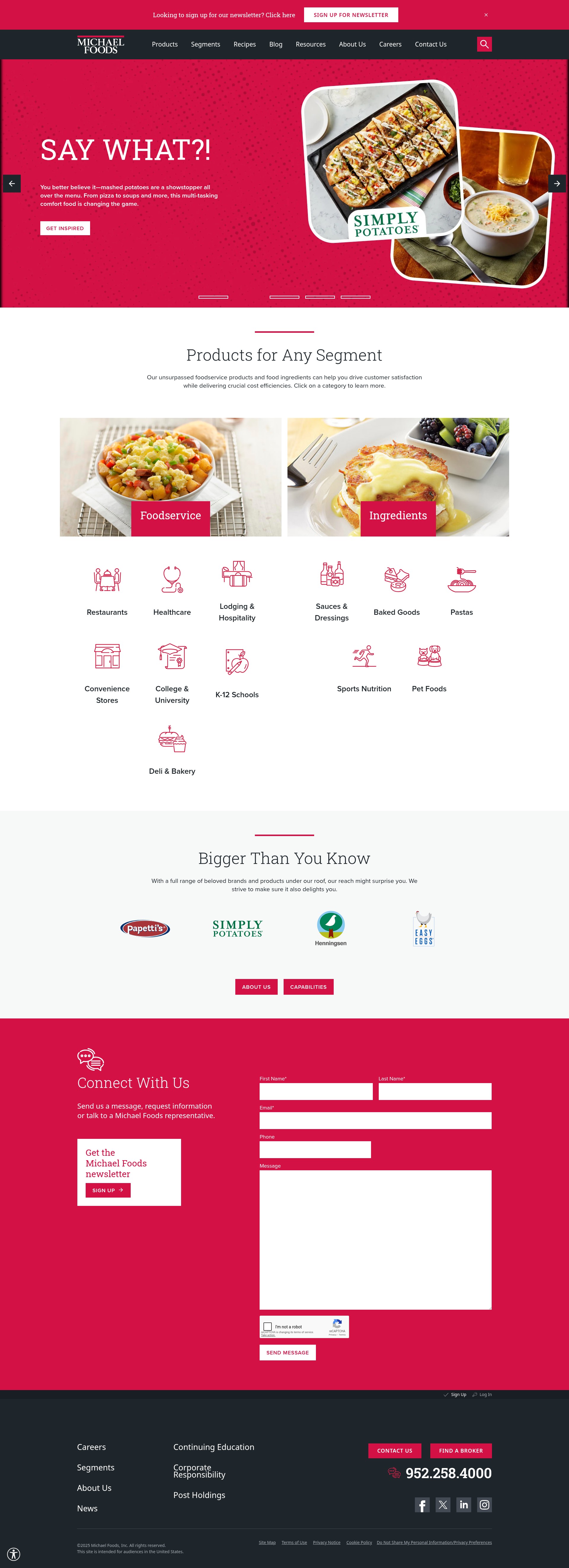 Screenshot of michaelfoods.com