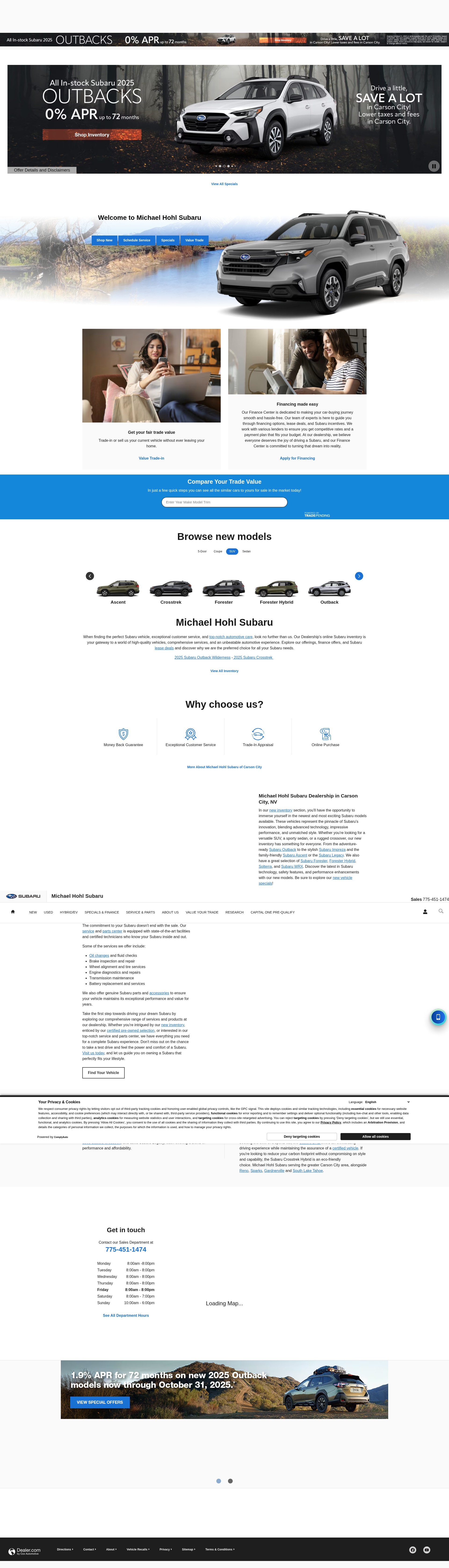 Screenshot of michaelhohlsubaru.com