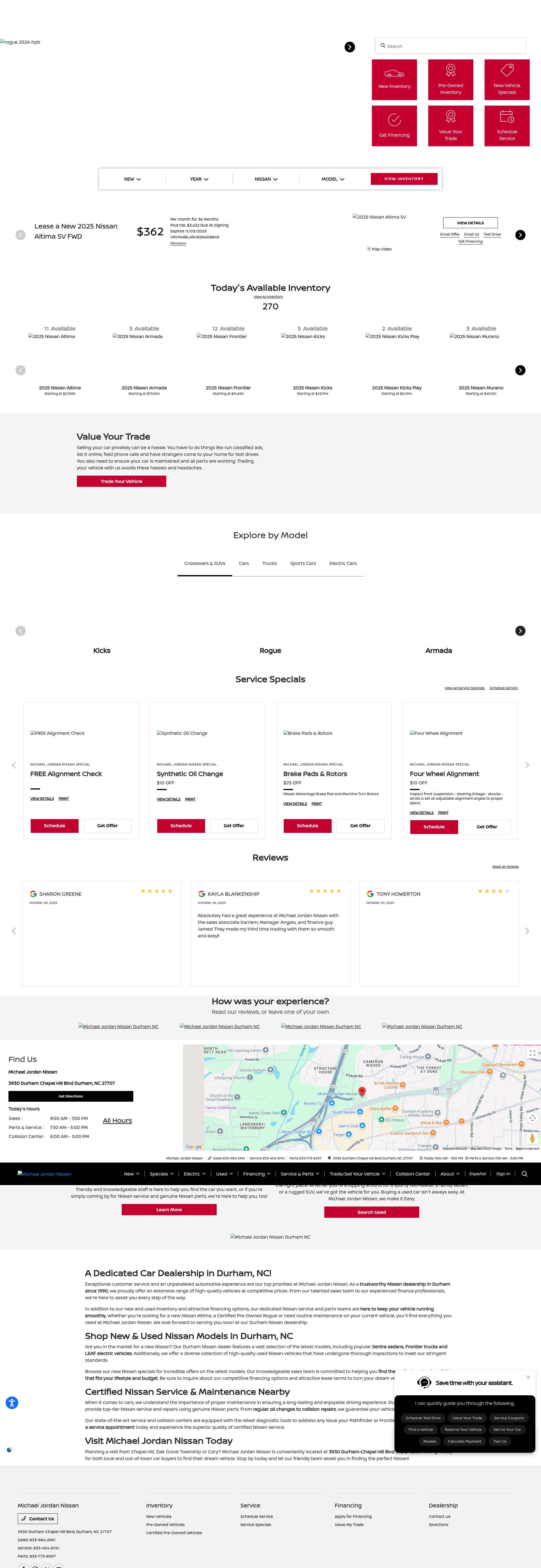 Screenshot of michaeljordannissan.com