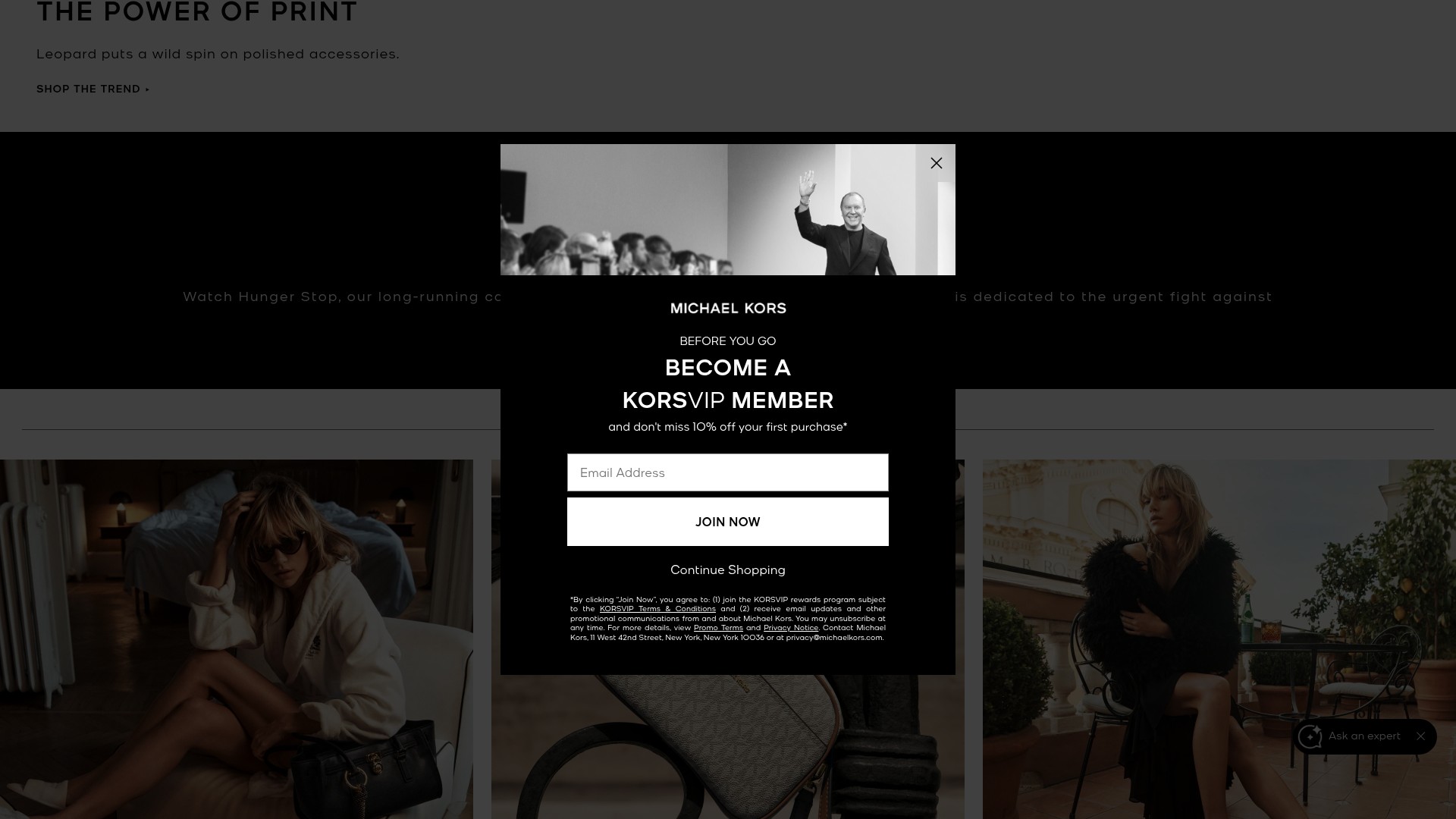 Screenshot of michaelkors.com