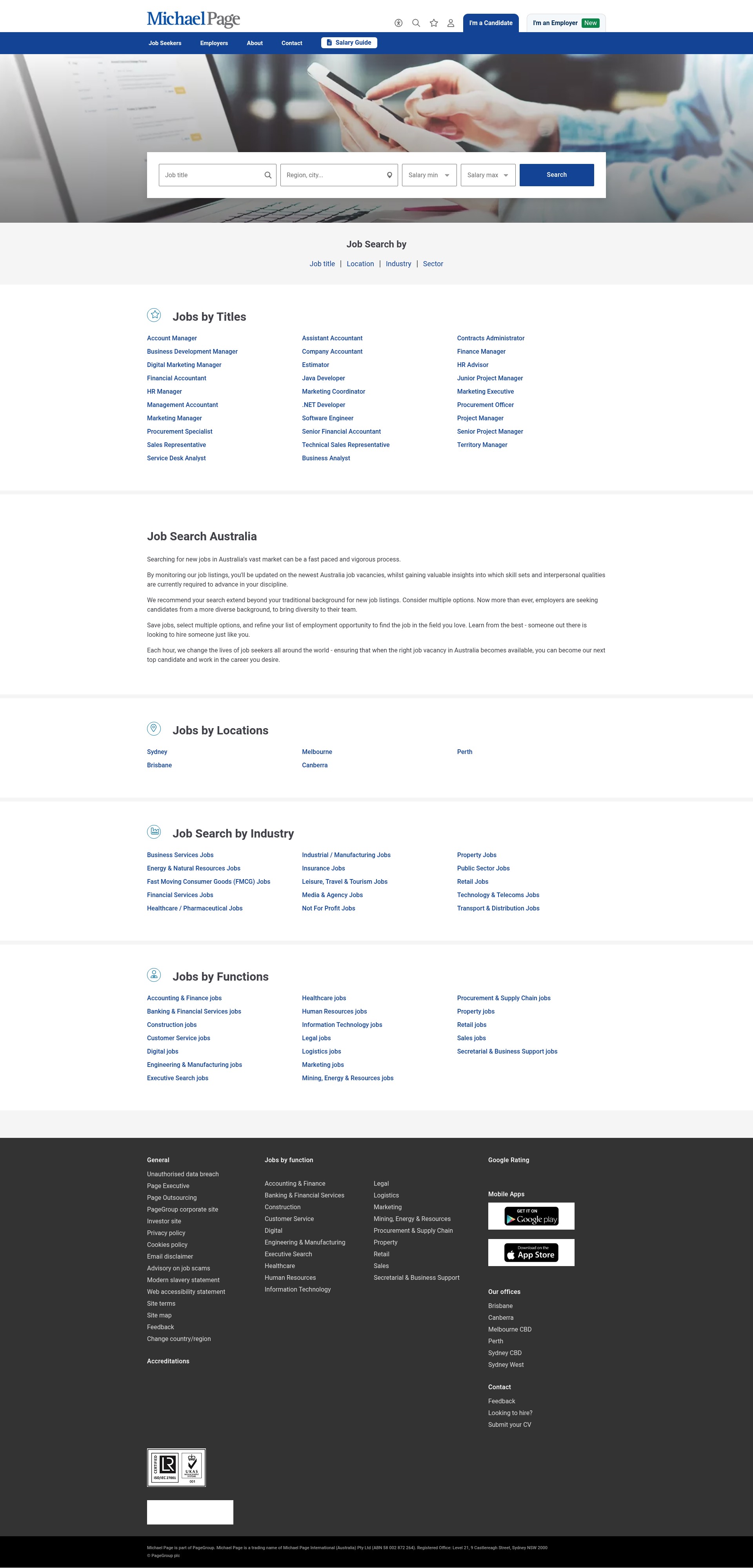 Screenshot of michaelpage.com.au