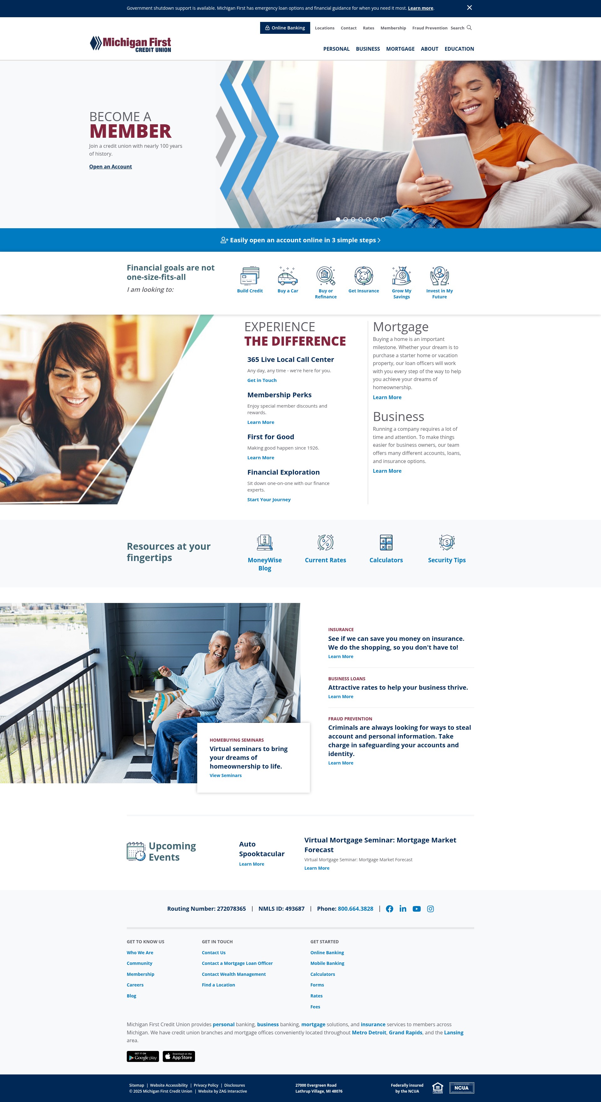 Screenshot of michiganfirst.com