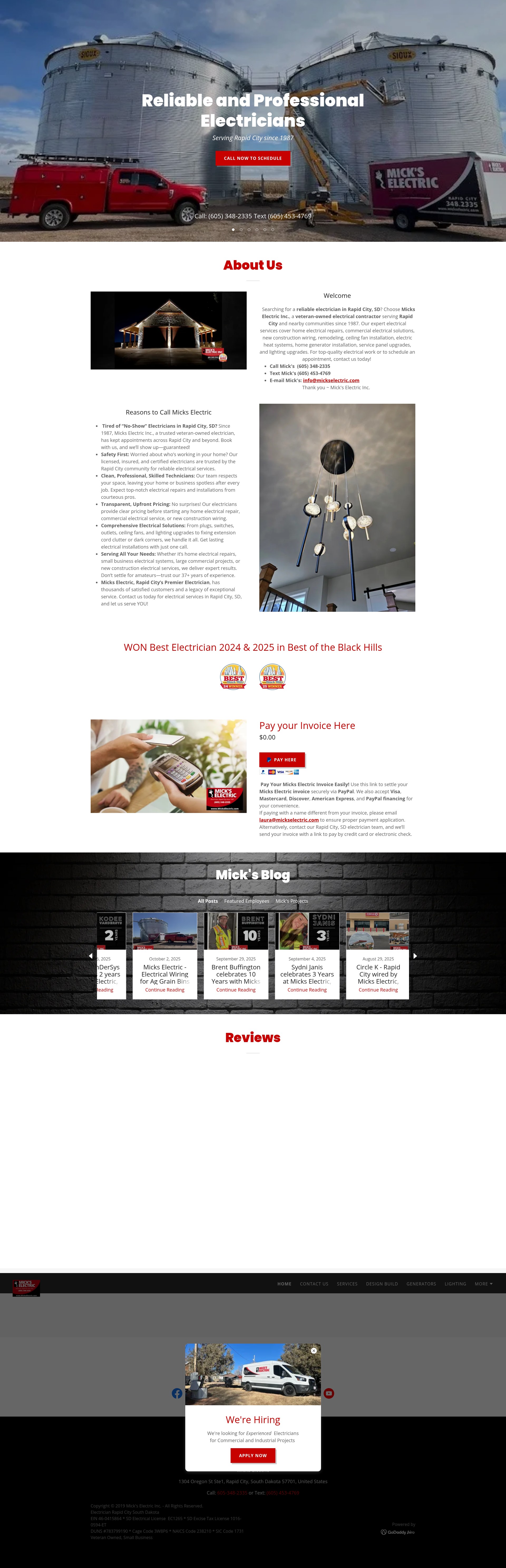 Screenshot of mickselectric.com