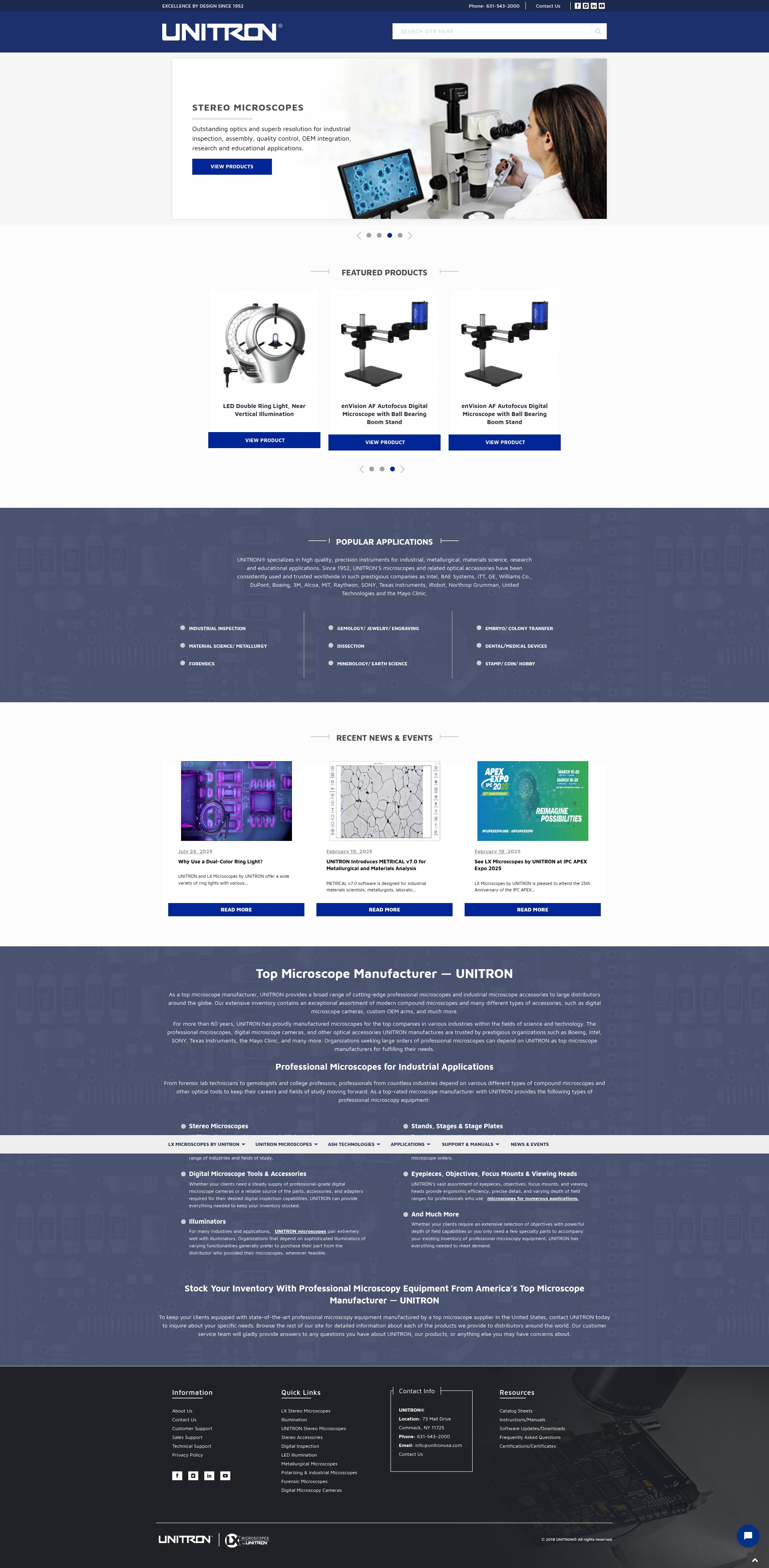 Screenshot of microscopes.unitronusa.com