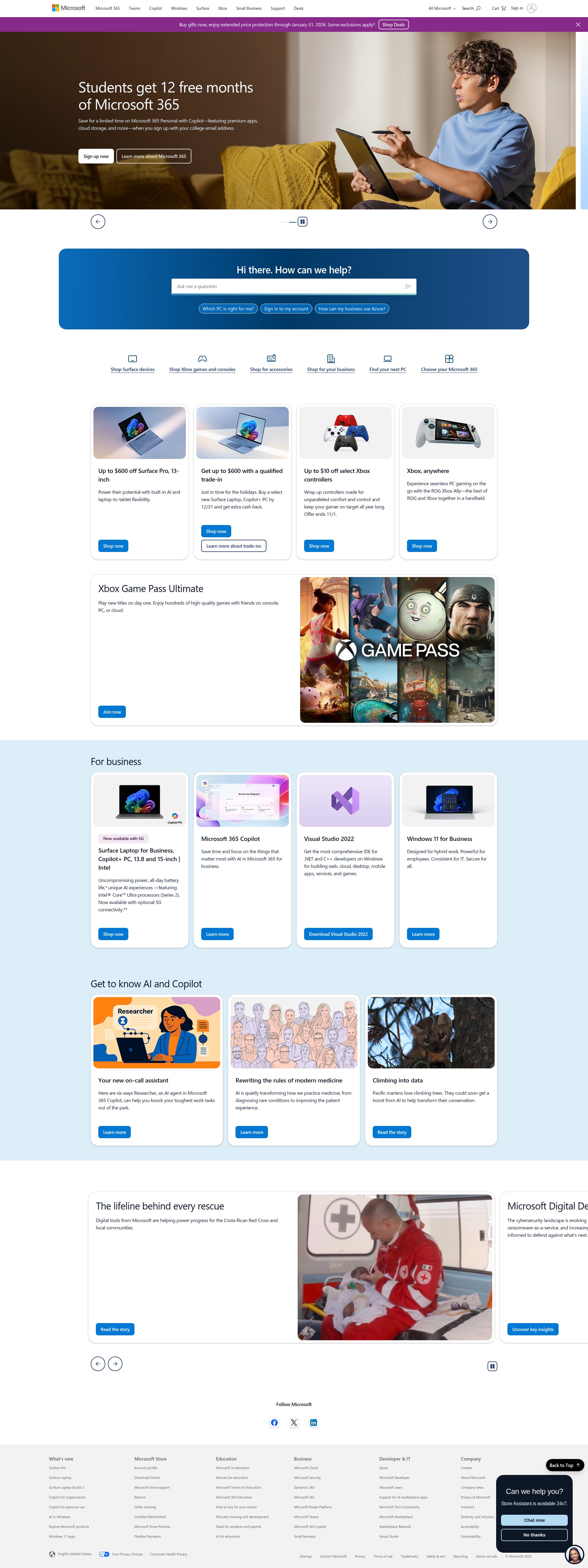 Screenshot of microsoft.com