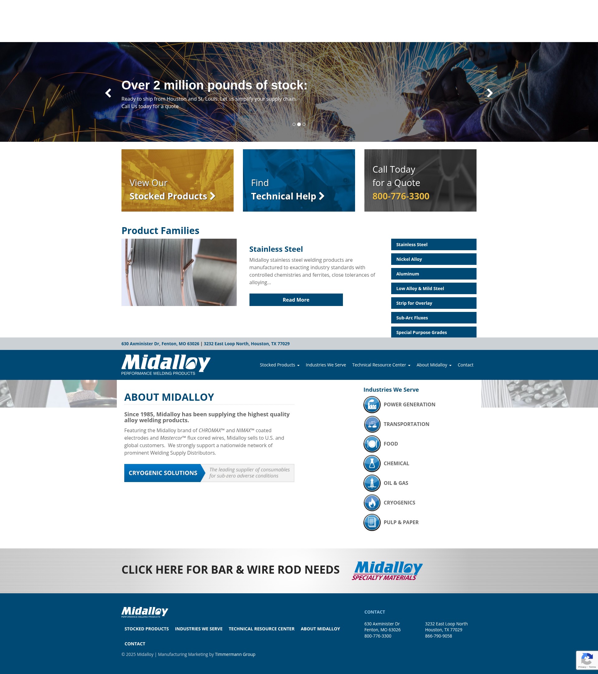 Screenshot of midalloy.com