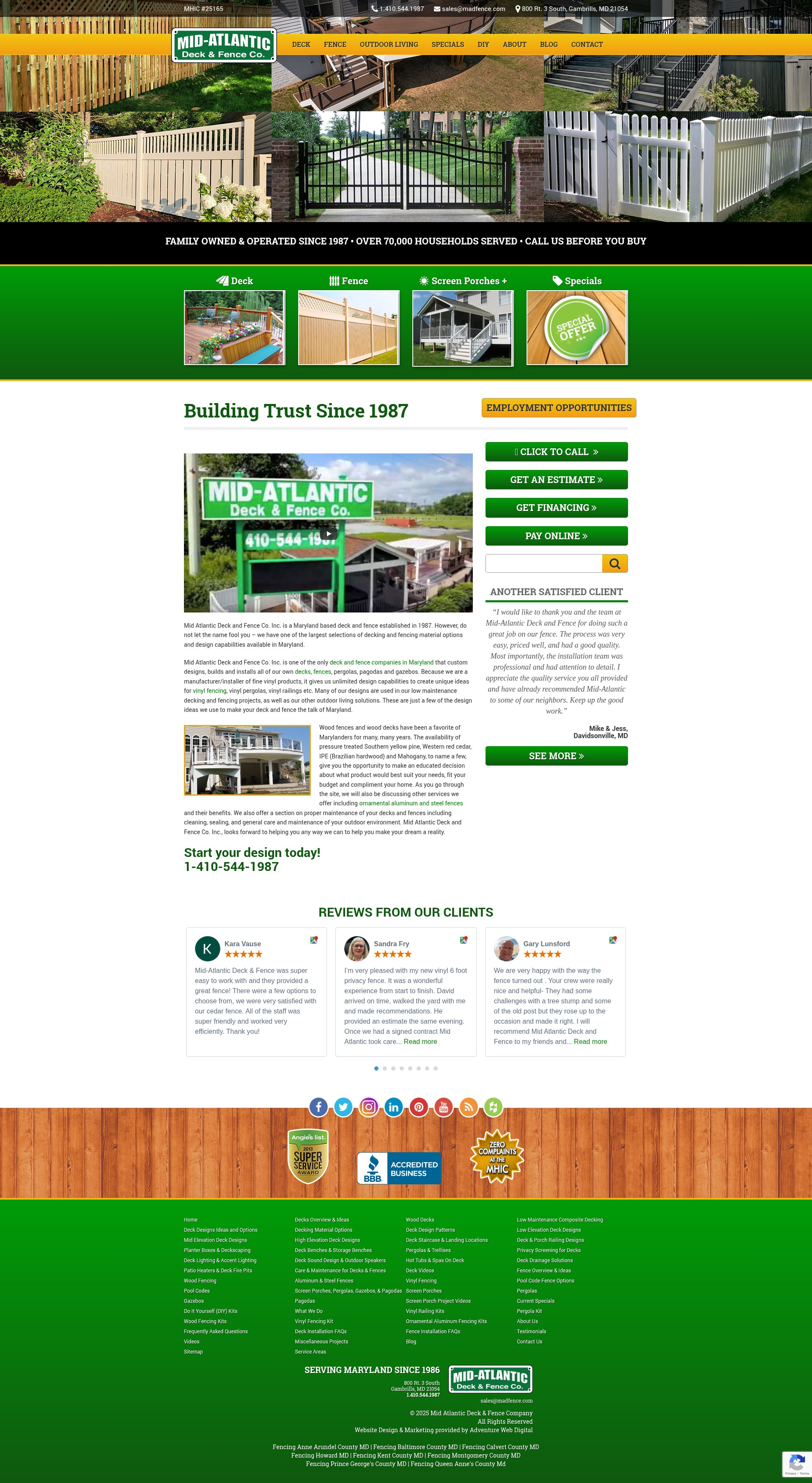 Screenshot of midatlanticdeckandfence.com