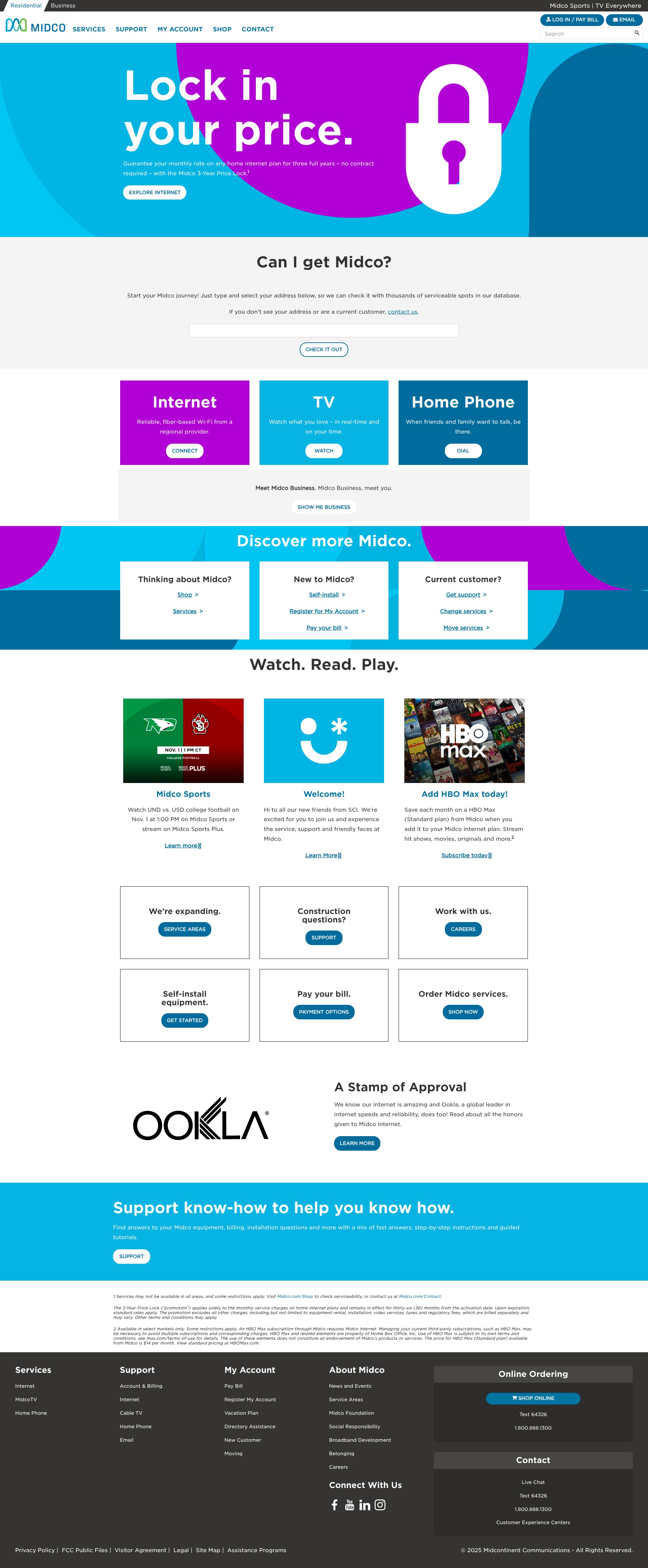 Screenshot of midco.com