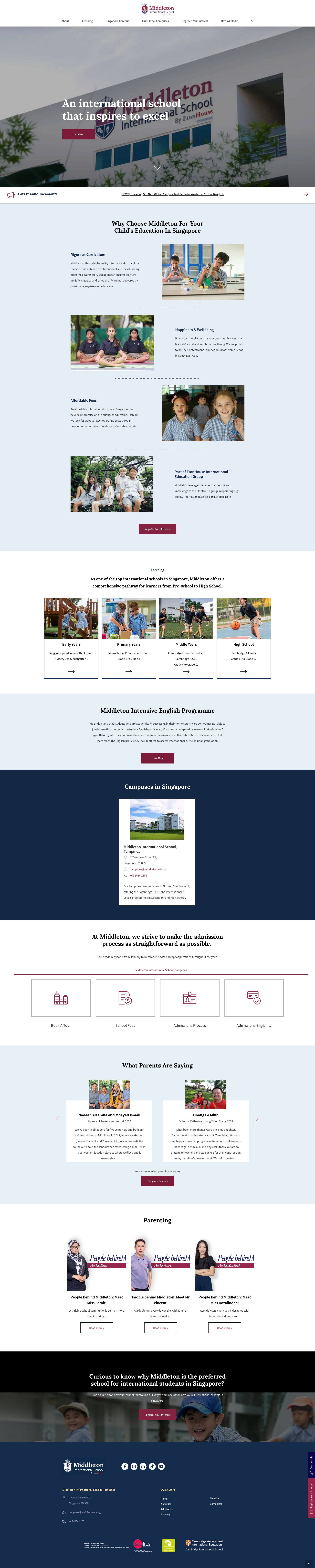 Screenshot of middleton.edu.sg