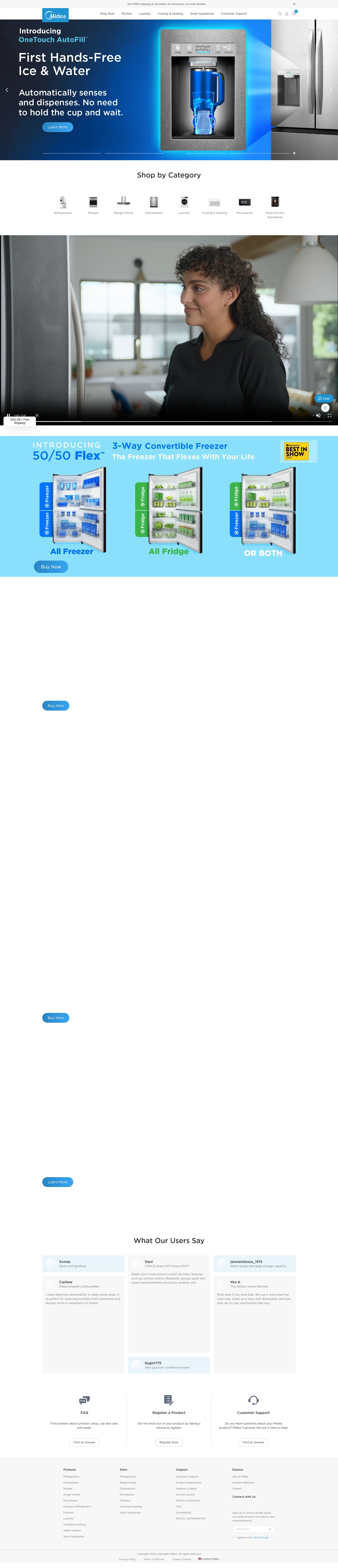 Screenshot of midea.com