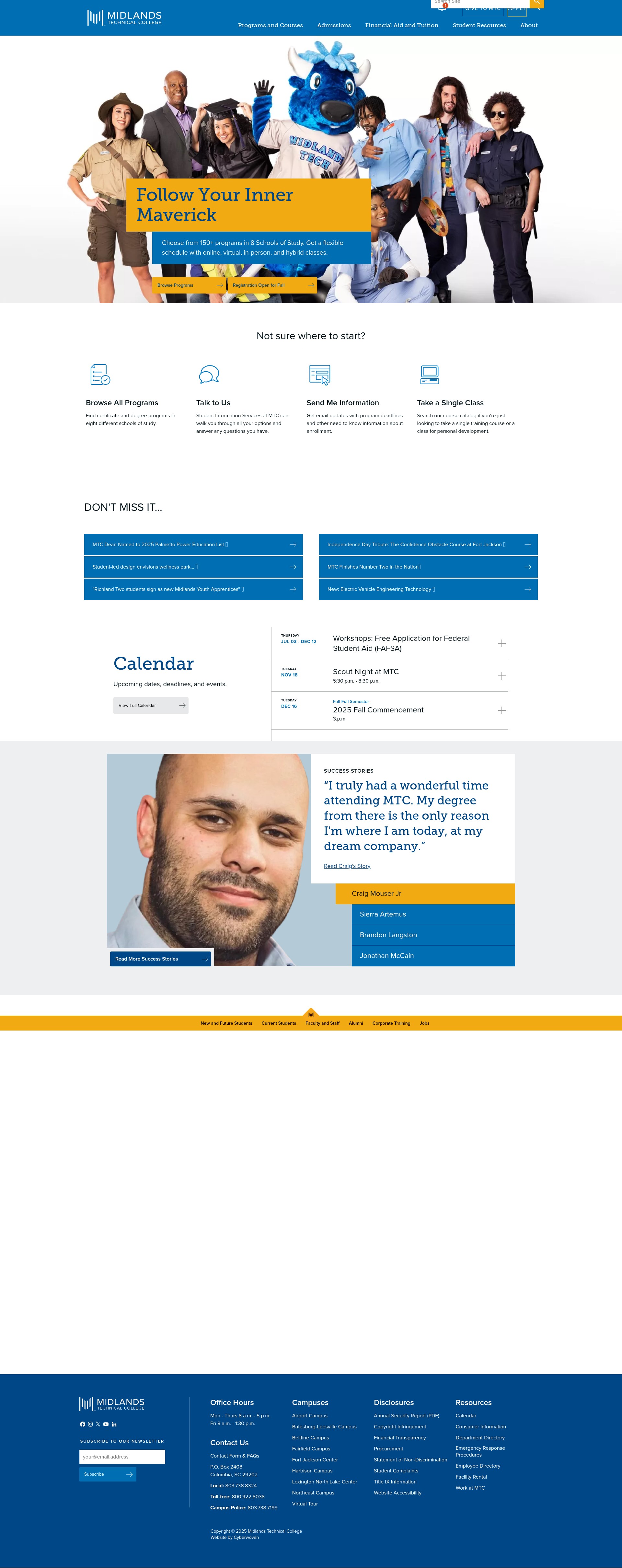 Screenshot of midlandstech.edu