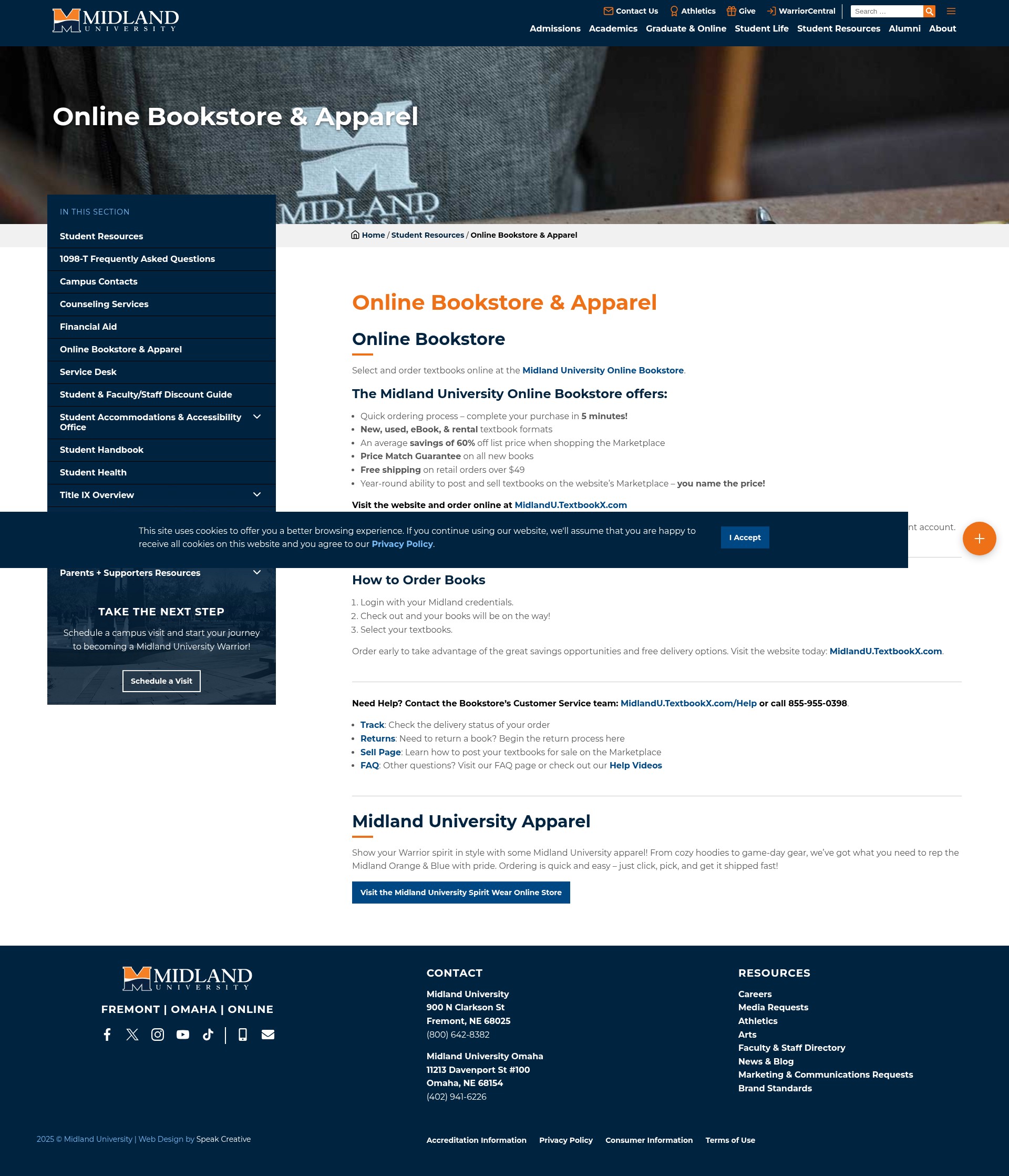 Screenshot of midlandu.edu