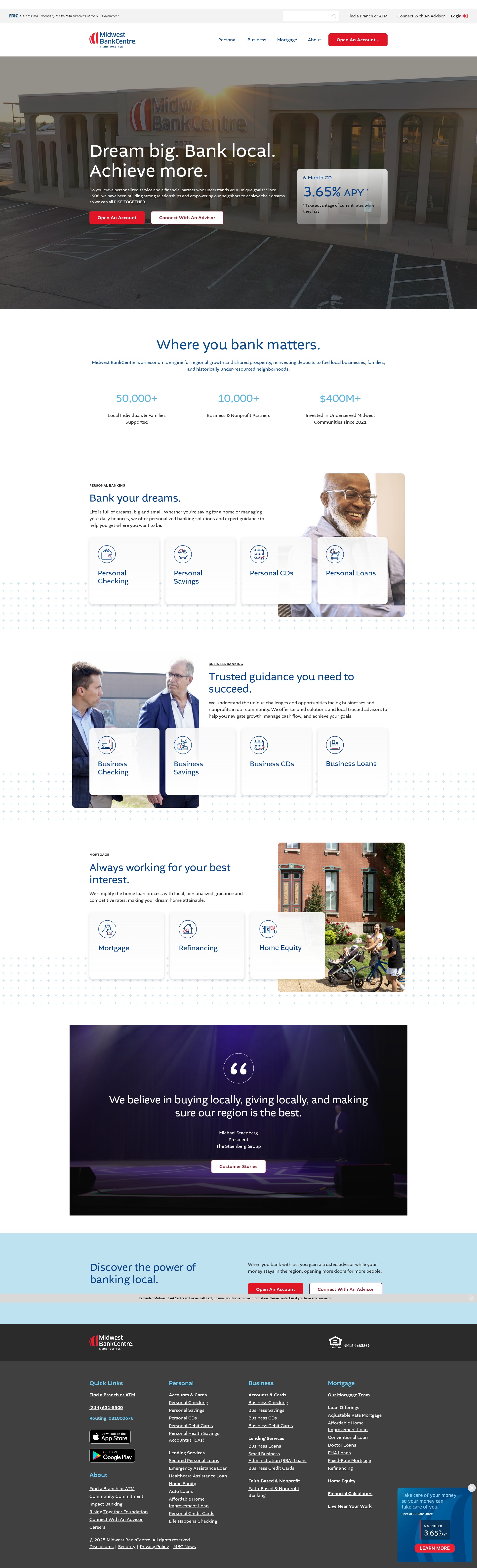 Screenshot of midwestbankcentre.com