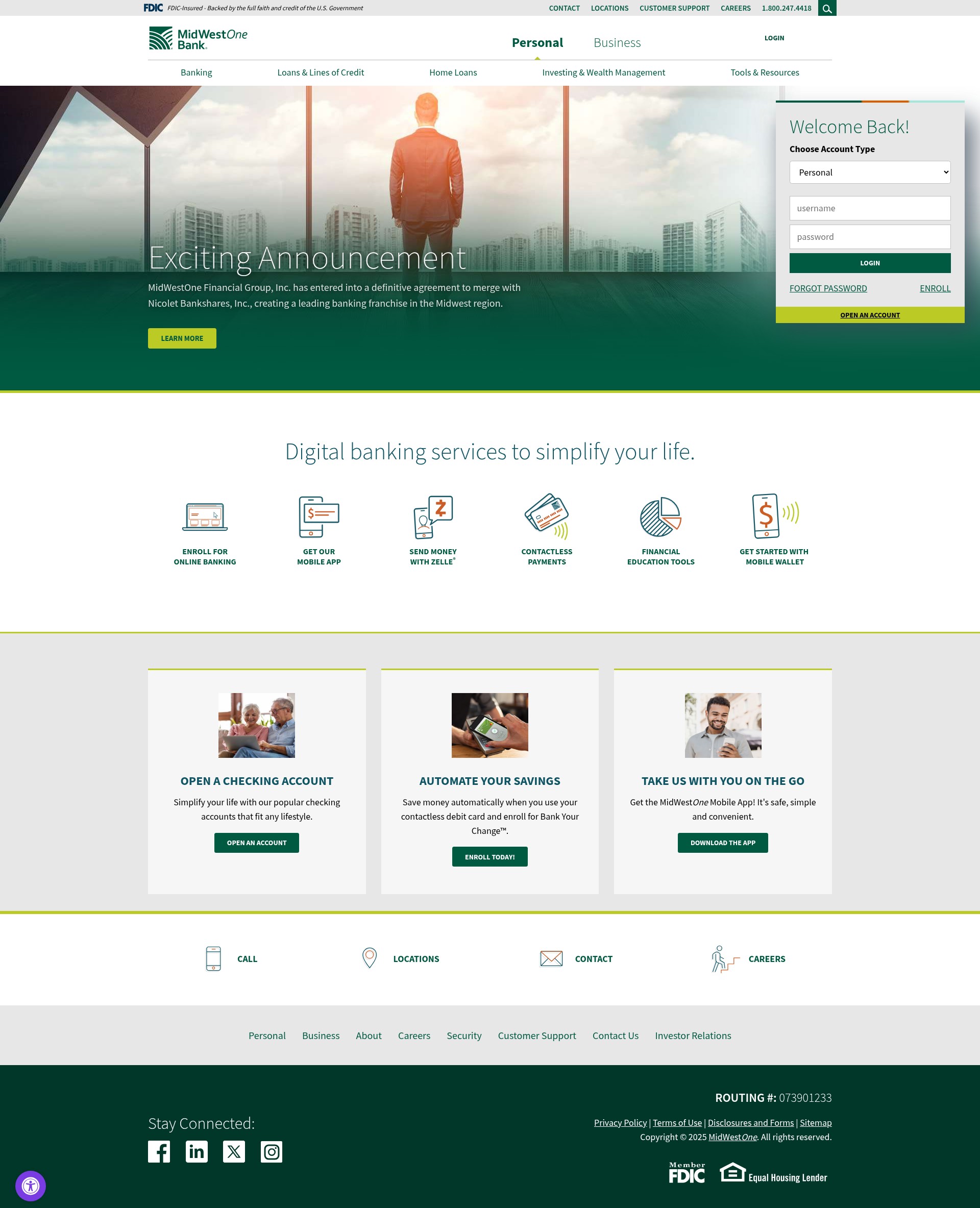 Screenshot of midwestone.bank