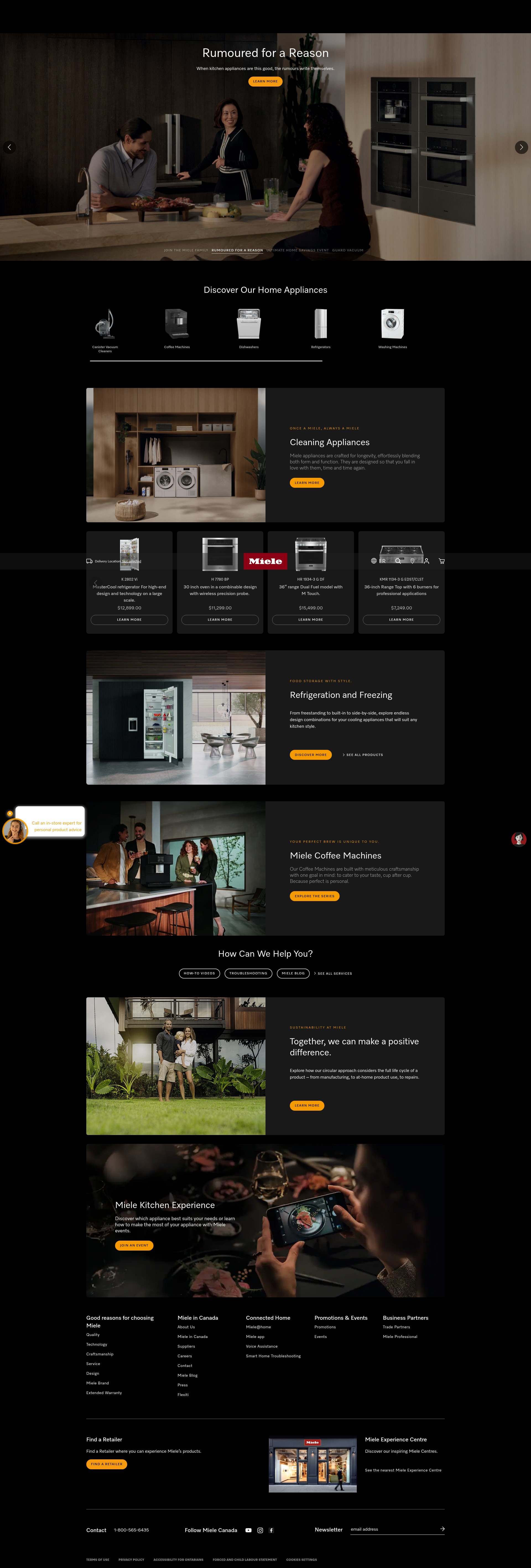 Screenshot of miele.ca