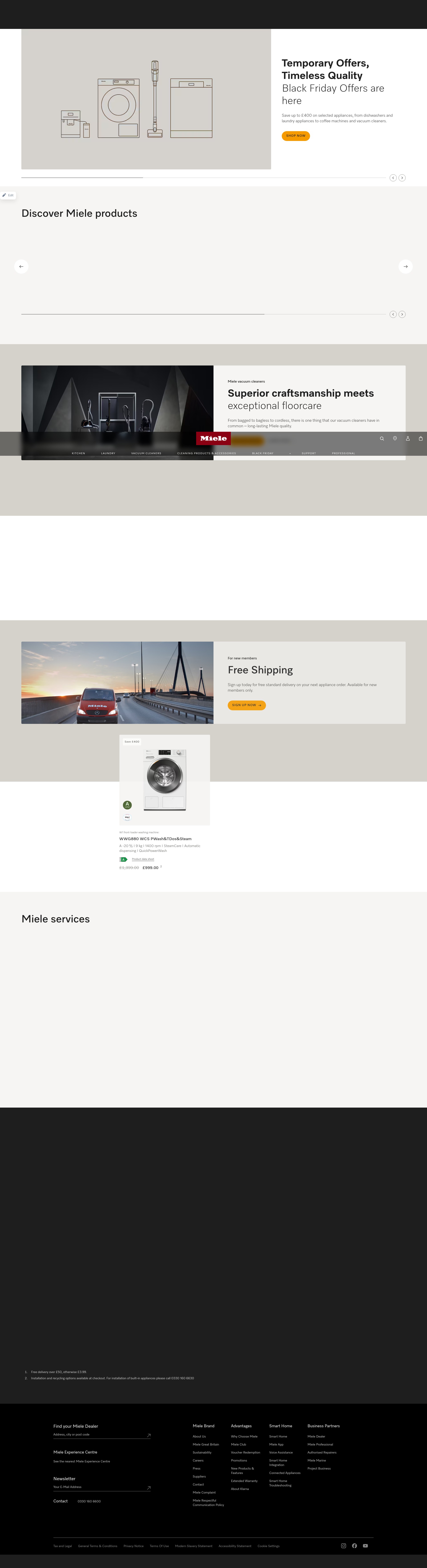 Screenshot of miele.co.uk