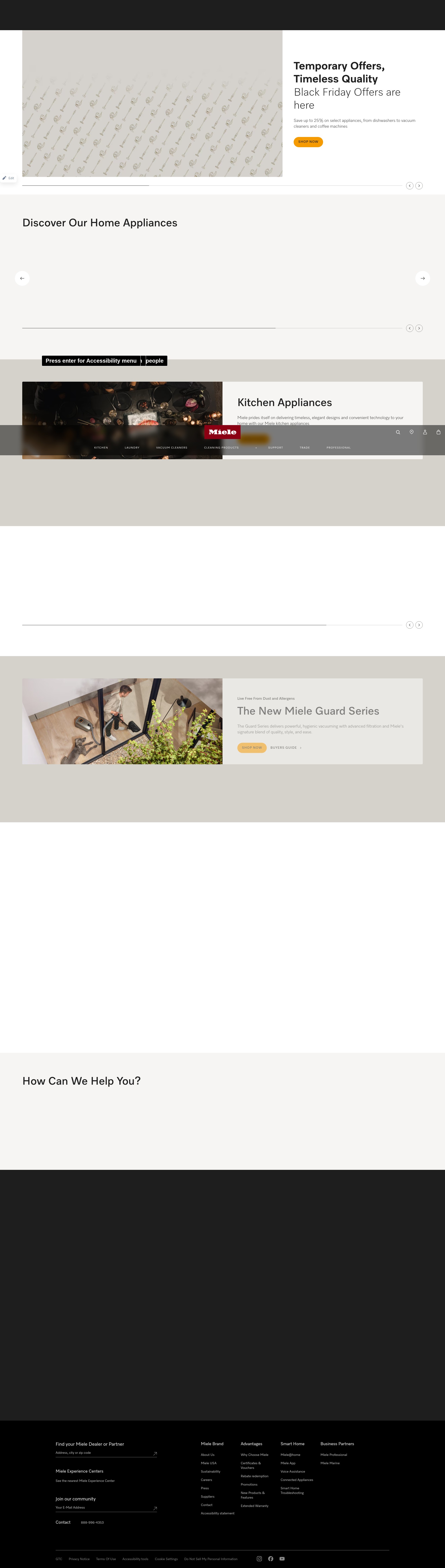 Screenshot of mieleusa.com