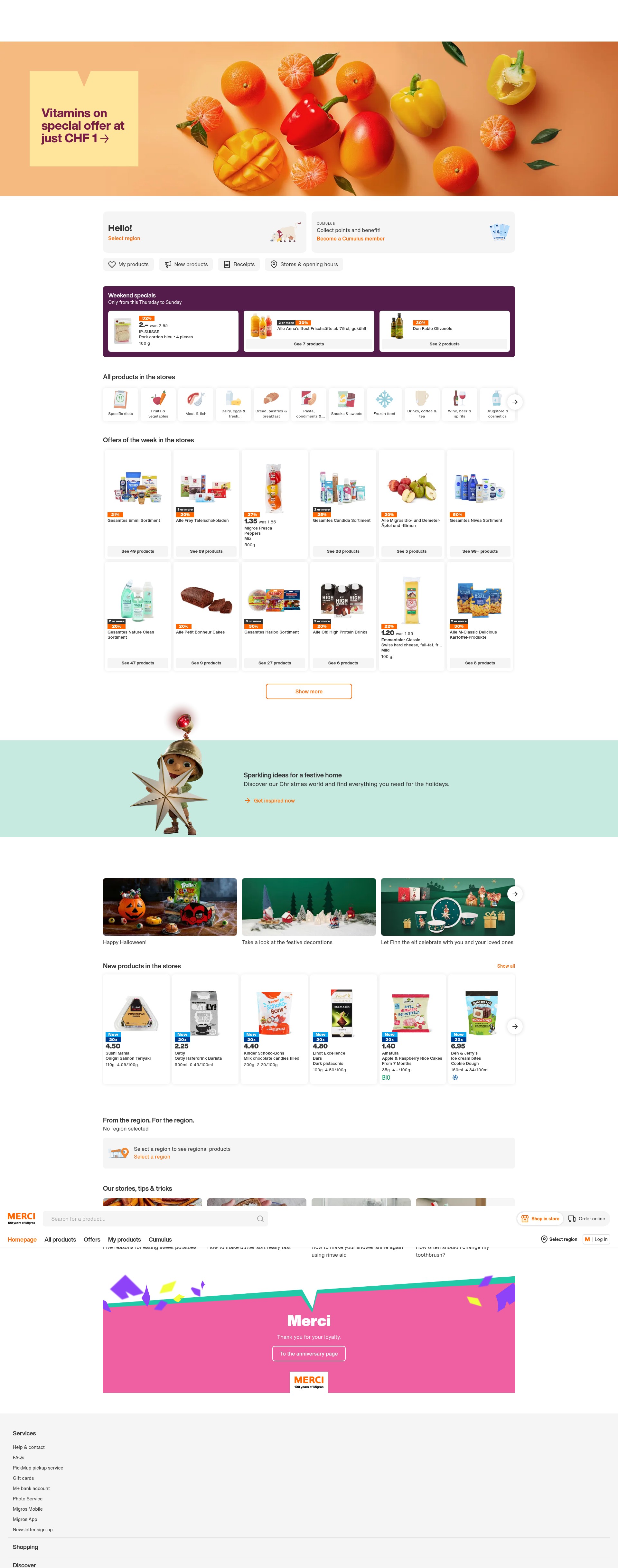 Screenshot of migros.ch
