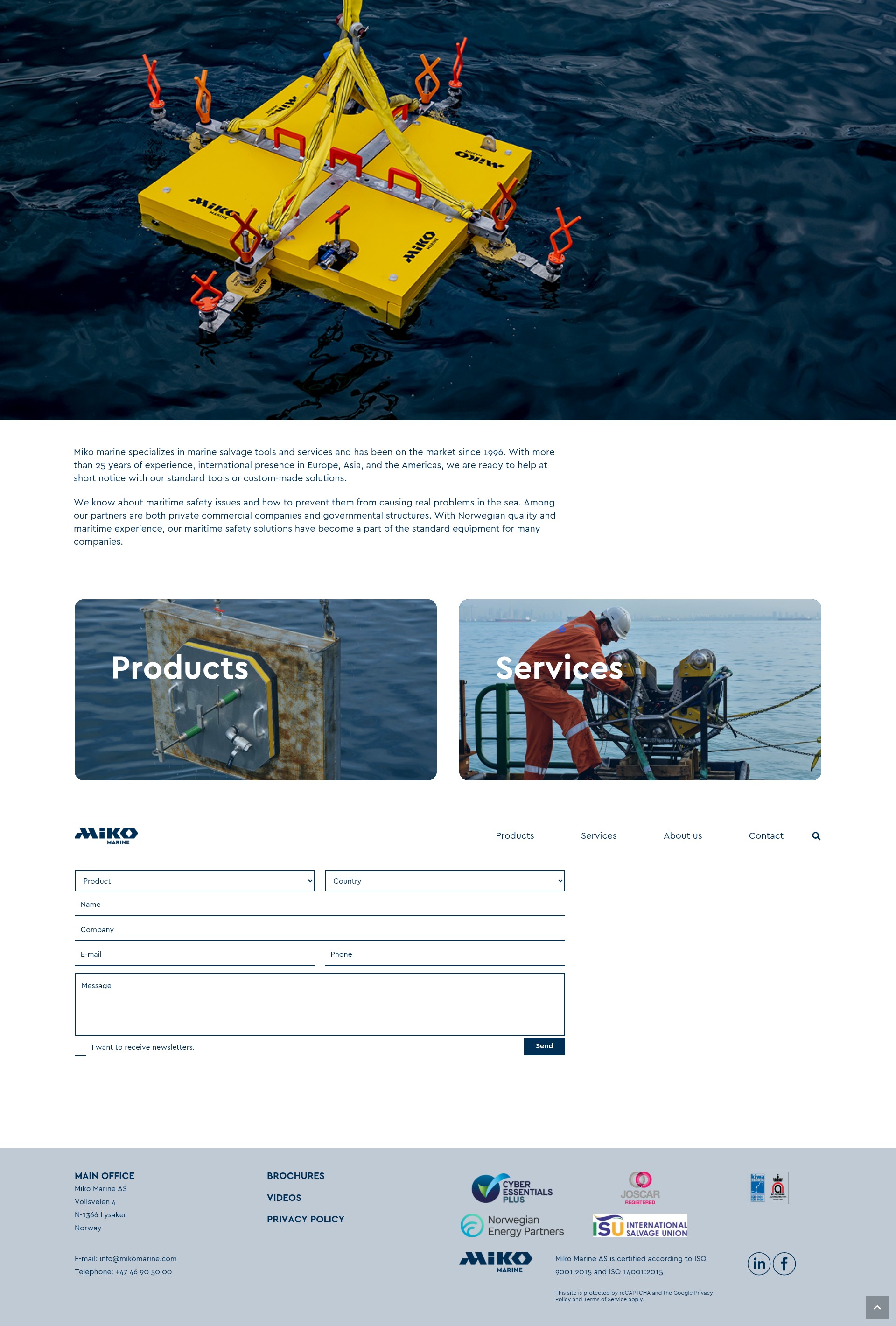 Screenshot of mikomarine.com