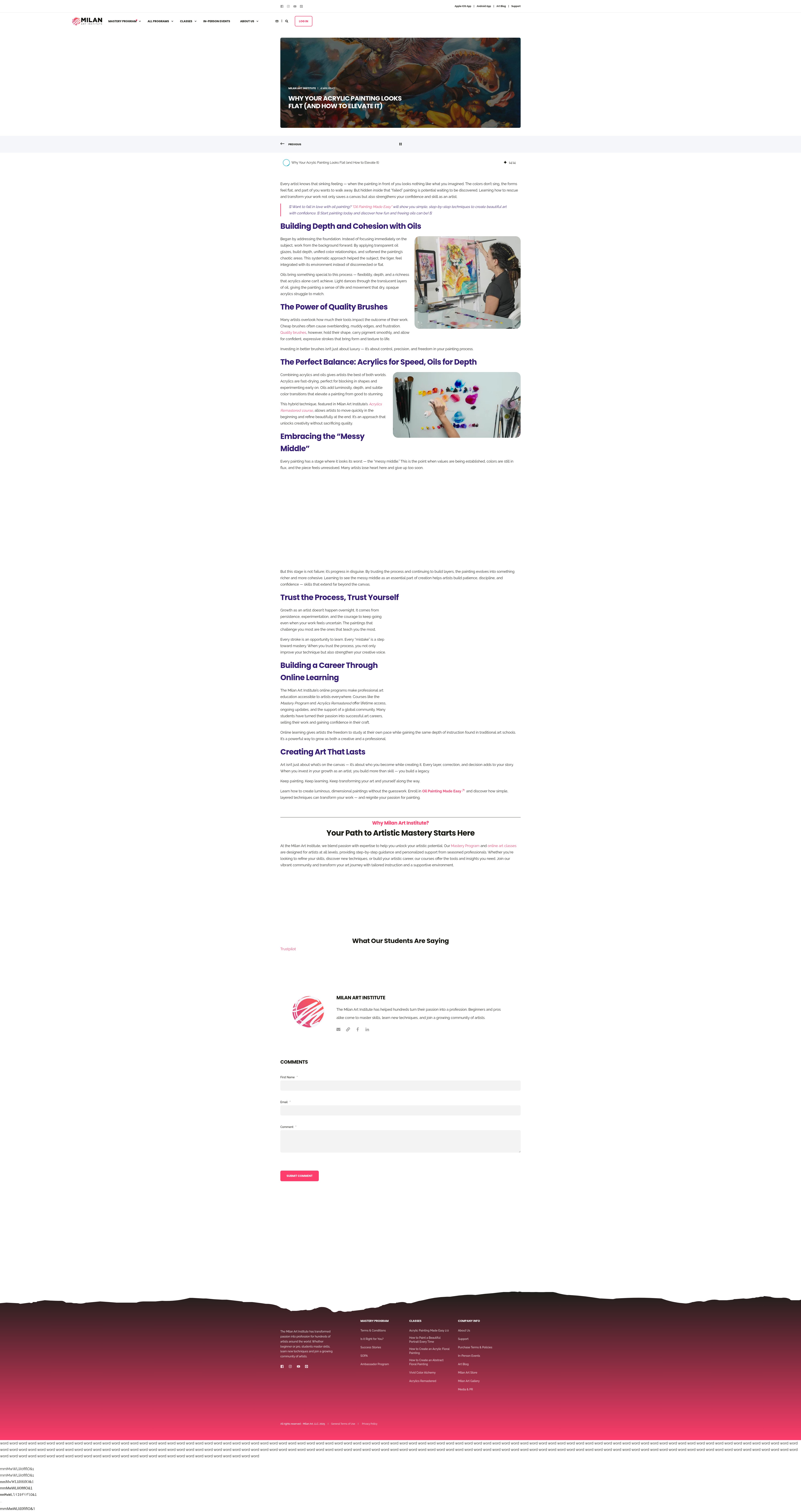 Screenshot of milanartinstitute.com