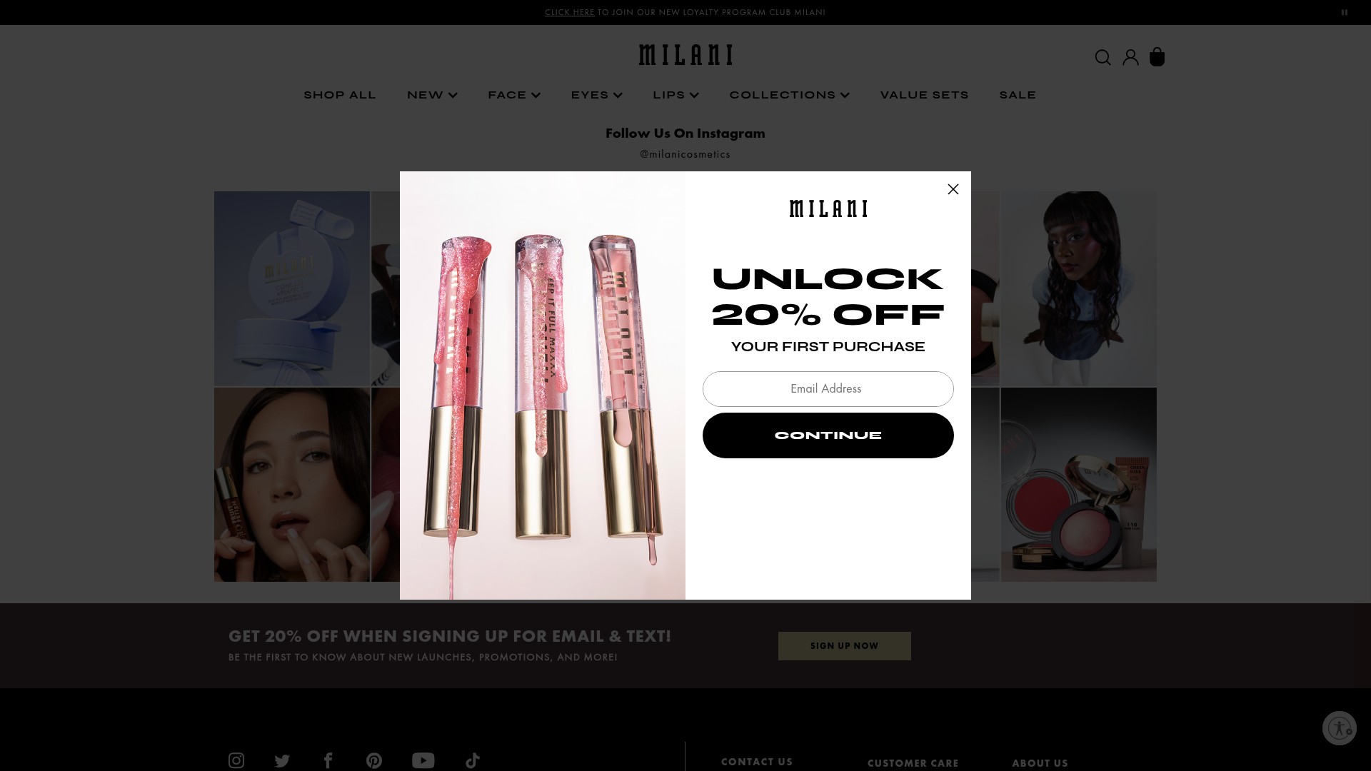 Screenshot of milanicosmetics.com