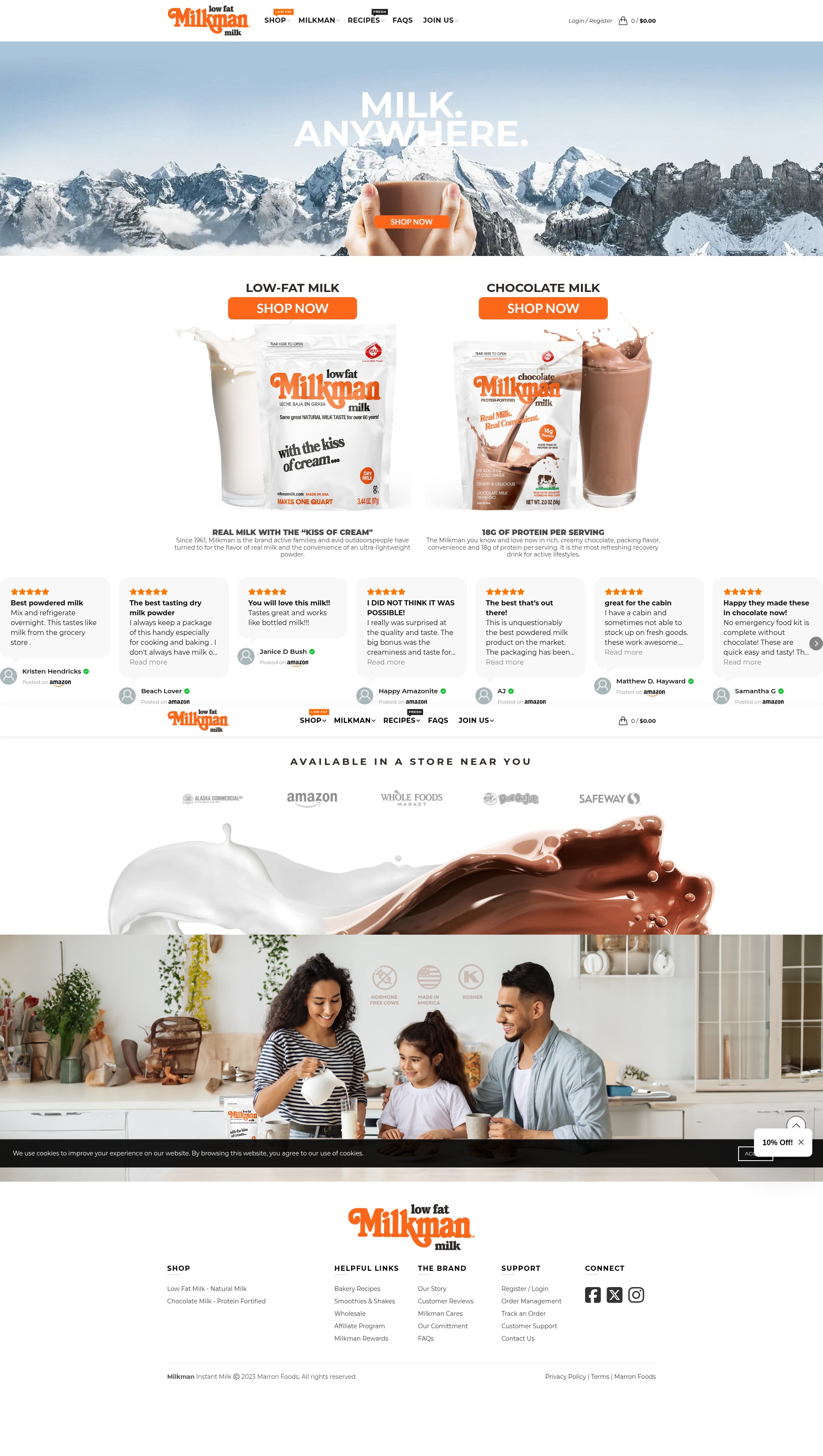 Screenshot of milkmanmilk.com