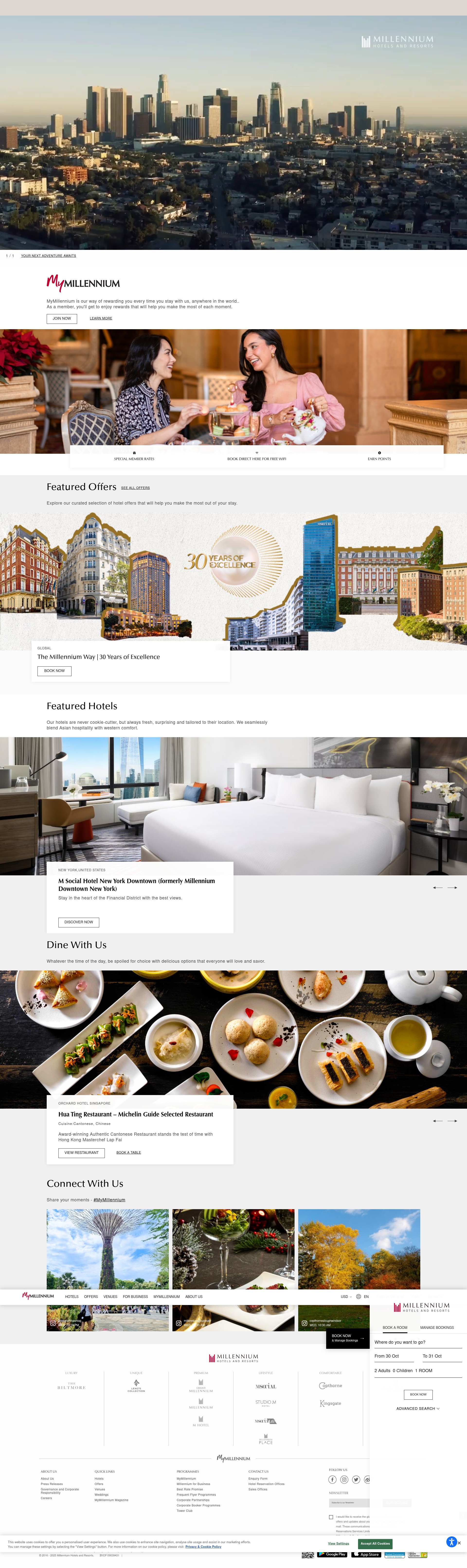 Screenshot of millenniumhotels.com