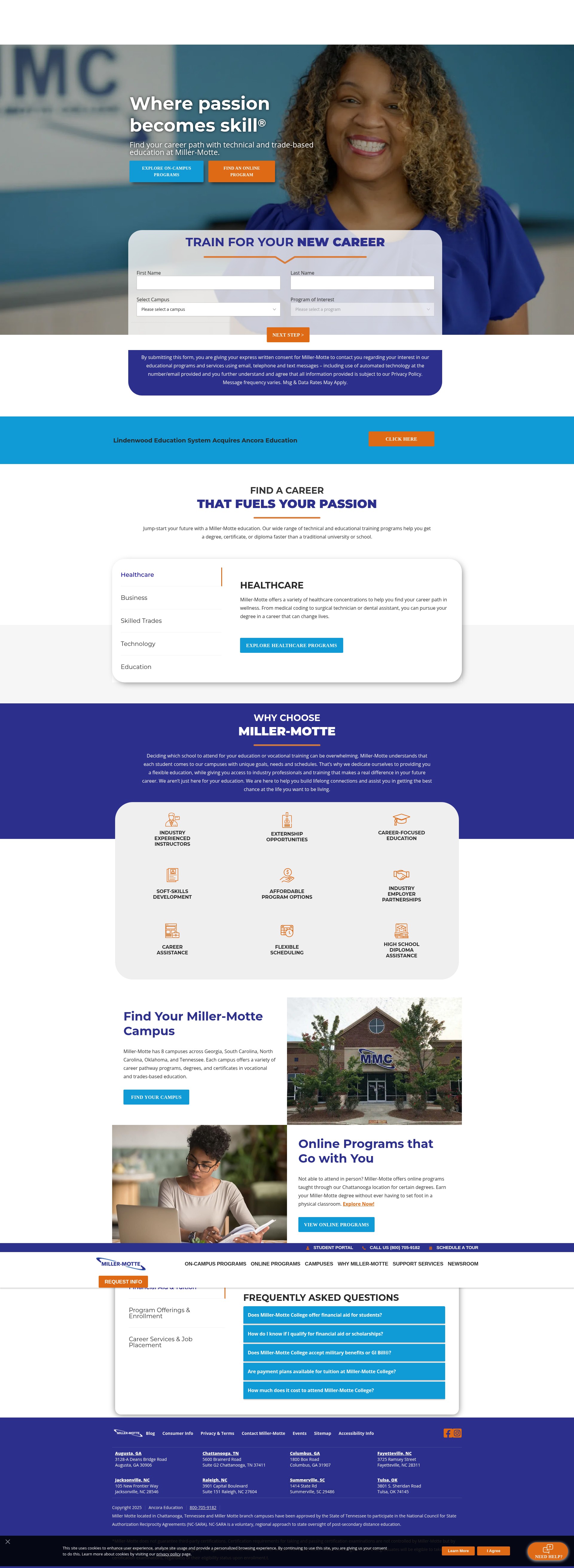Screenshot of miller-motte.edu