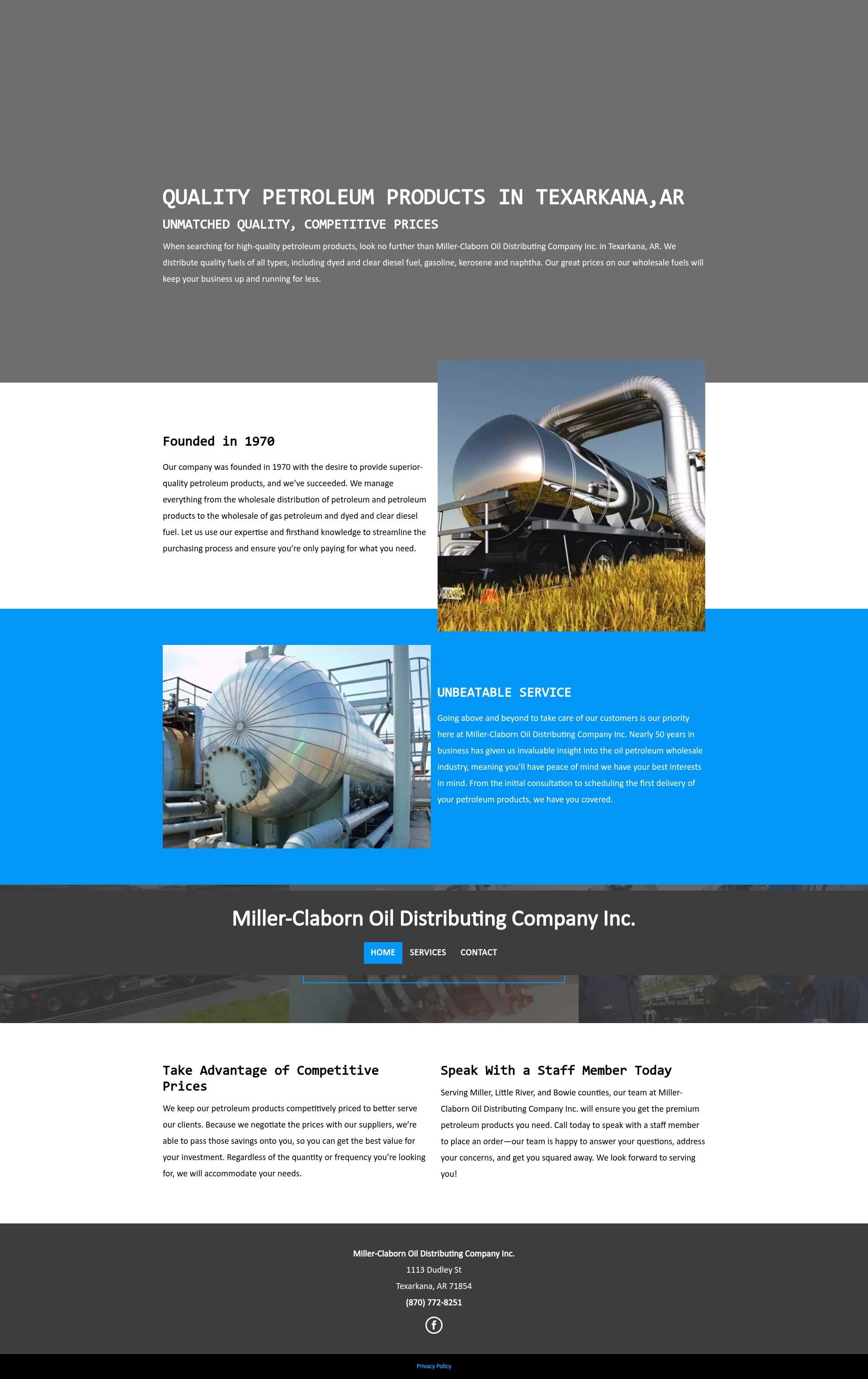 Screenshot of millerclabornoil.com