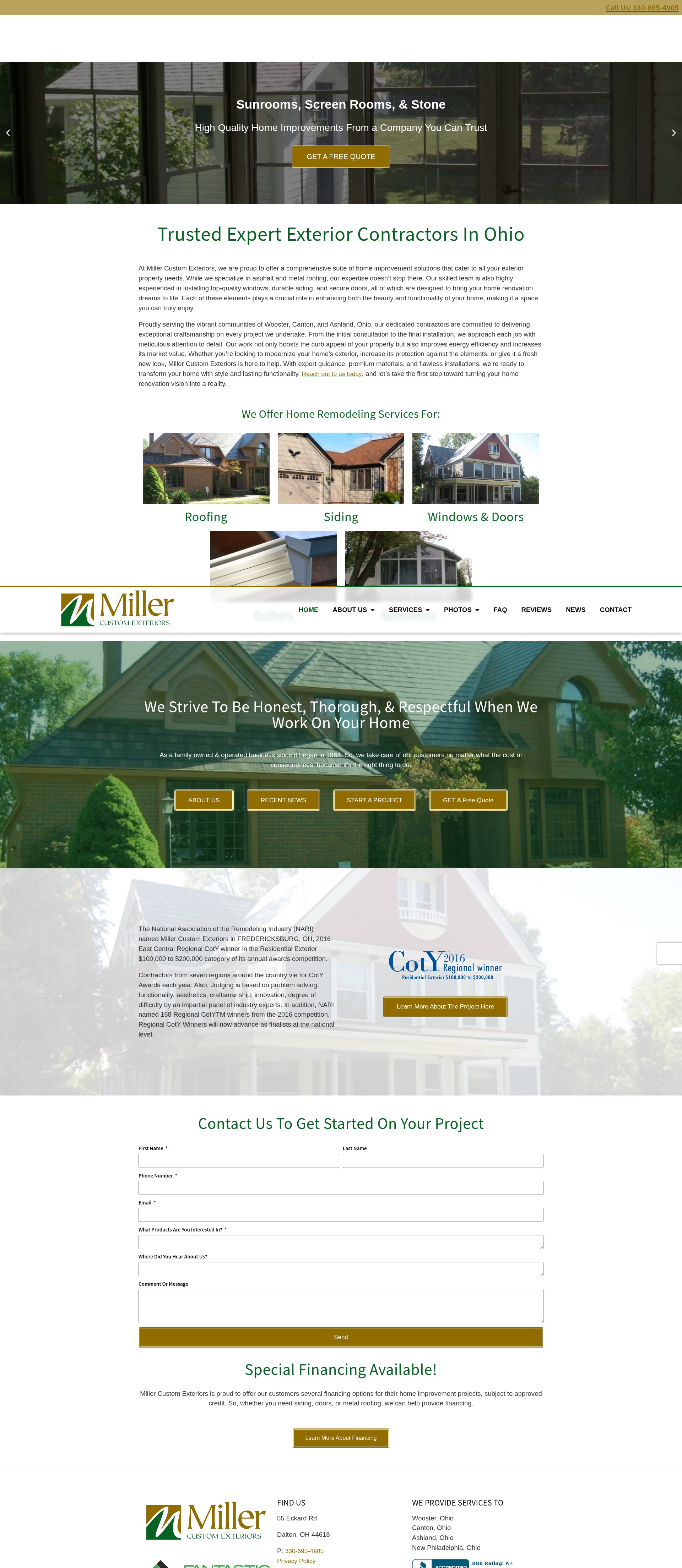 Screenshot of millercustomexteriors.com
