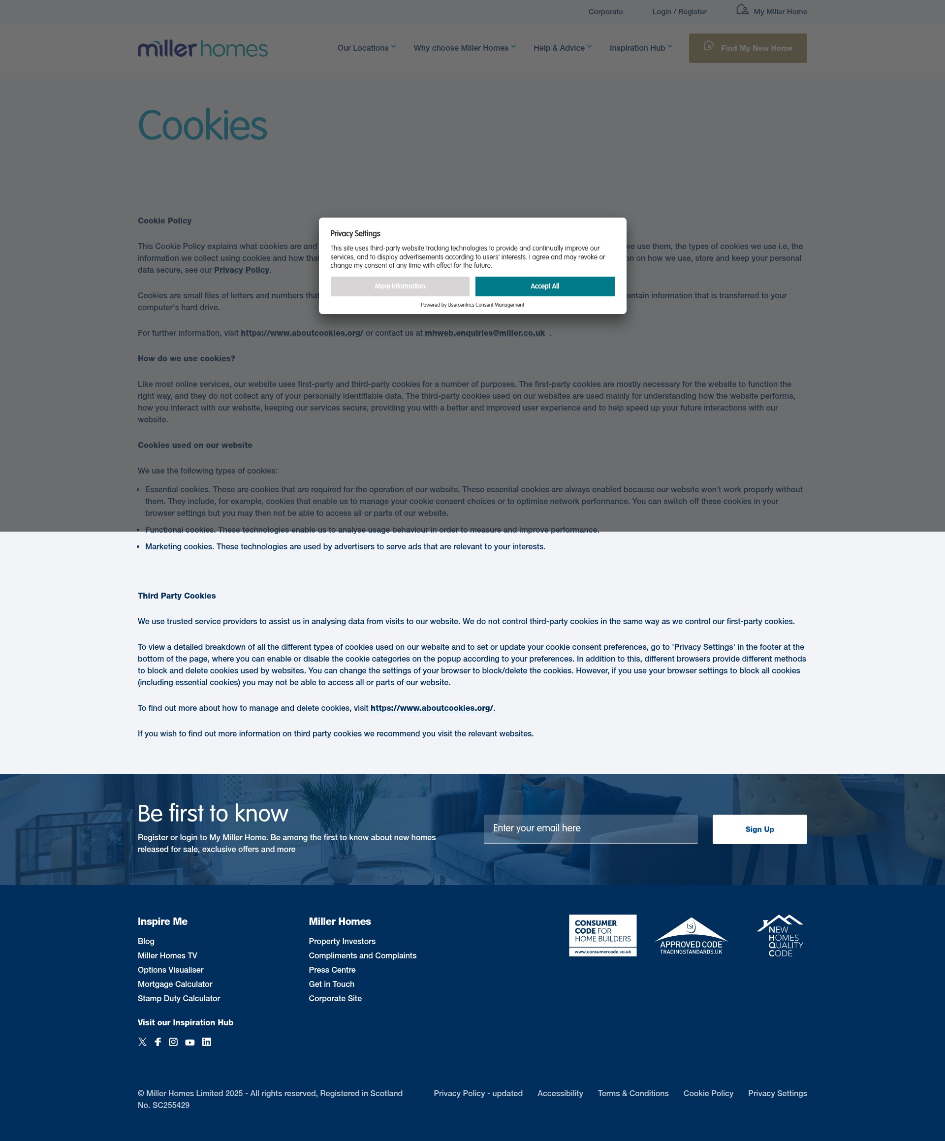 Screenshot of millerhomes.co.uk