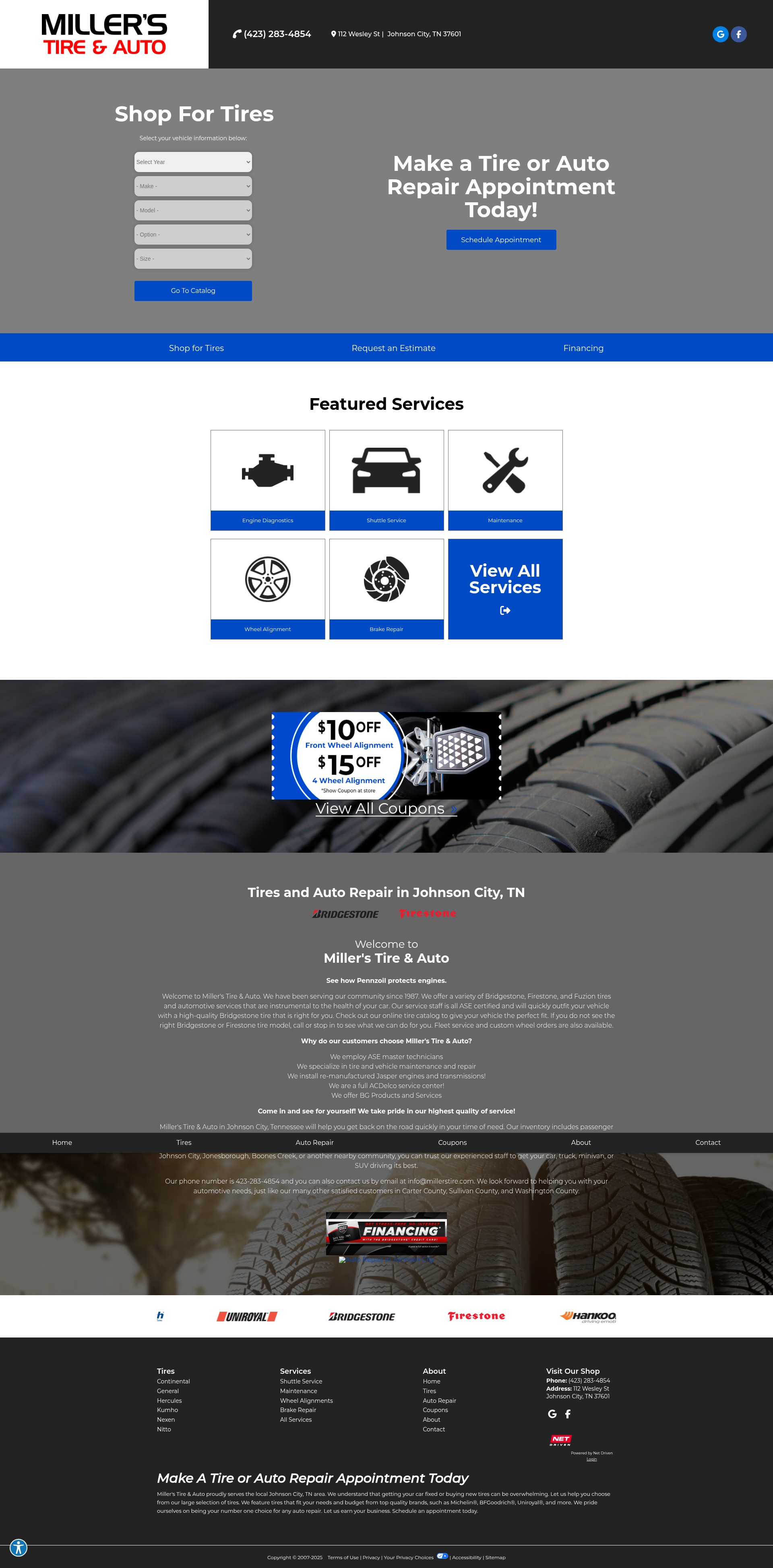 Screenshot of millerstire.com