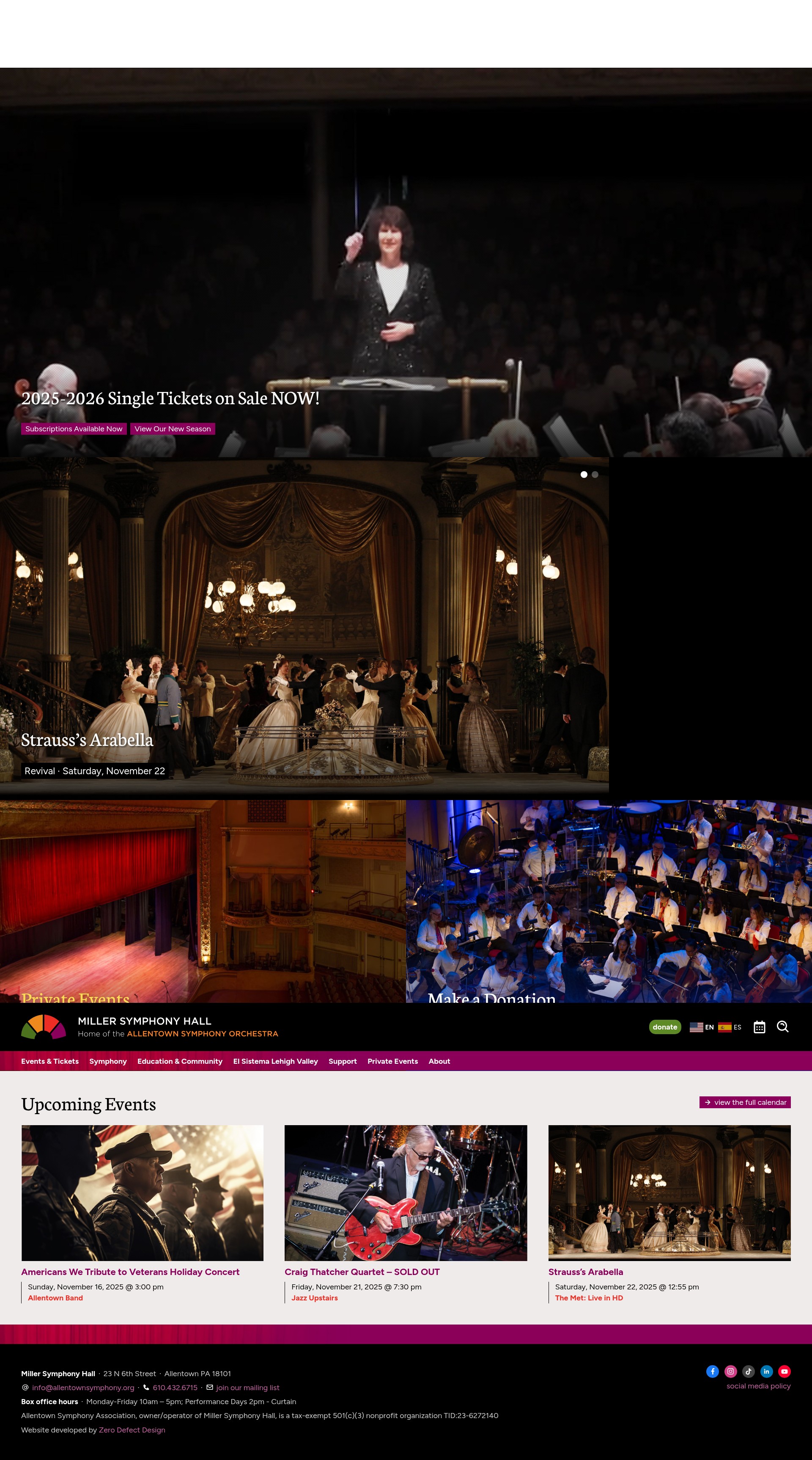 Screenshot of millersymphonyhall.org
