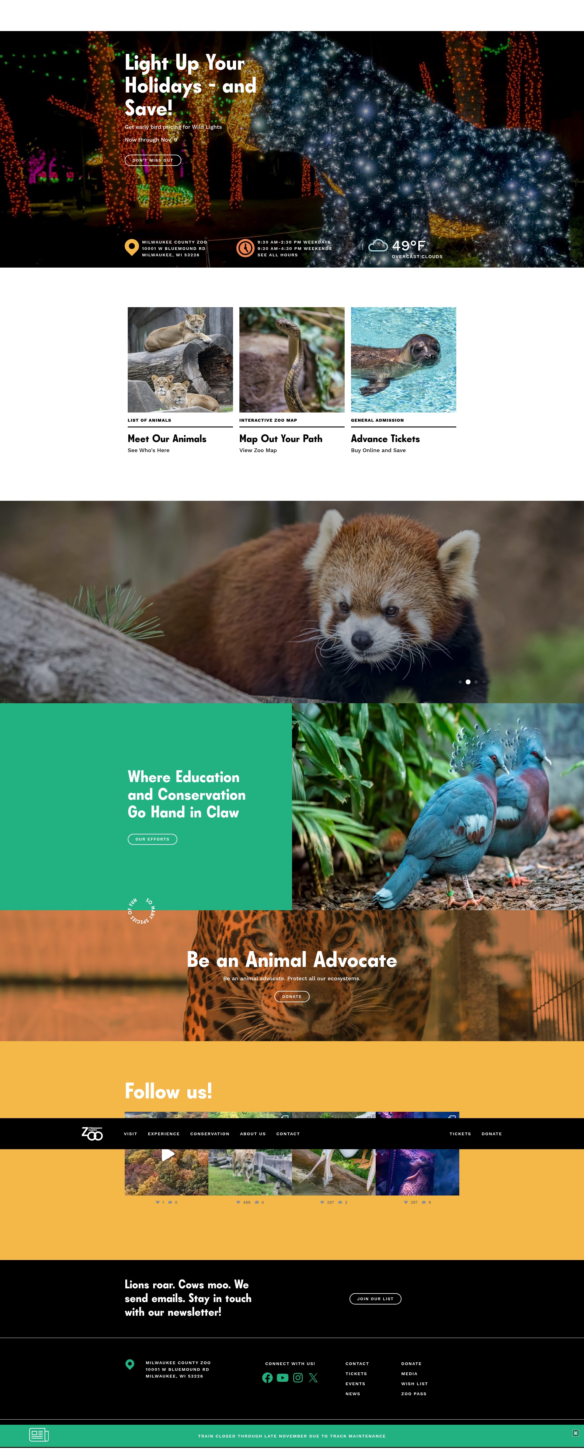 Screenshot of milwaukeezoo.org