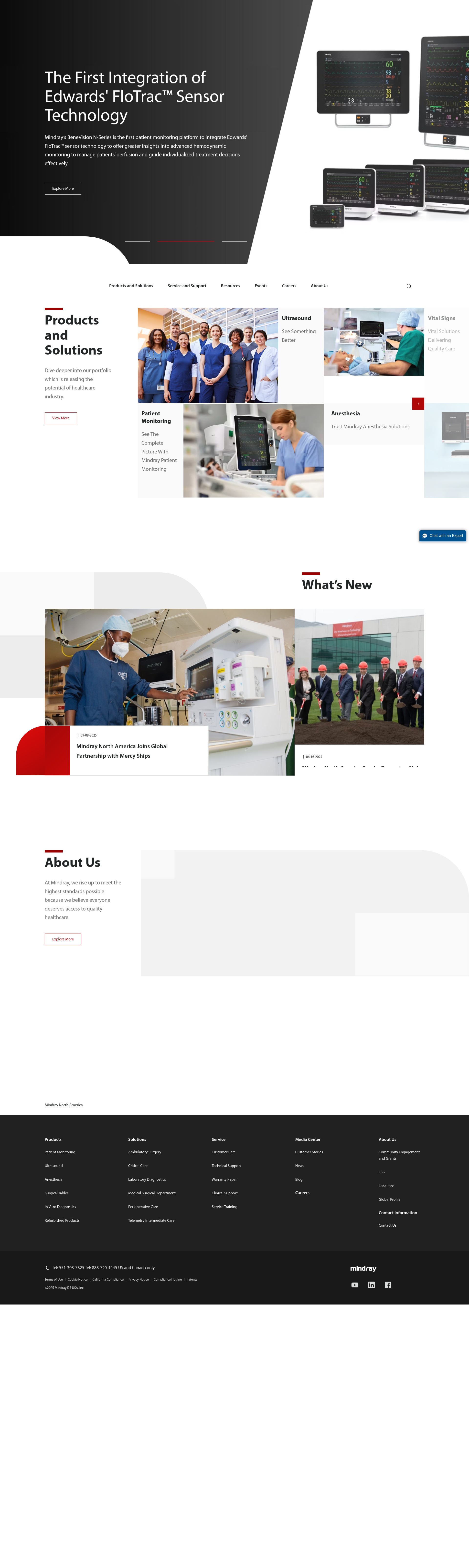 Screenshot of mindray.com