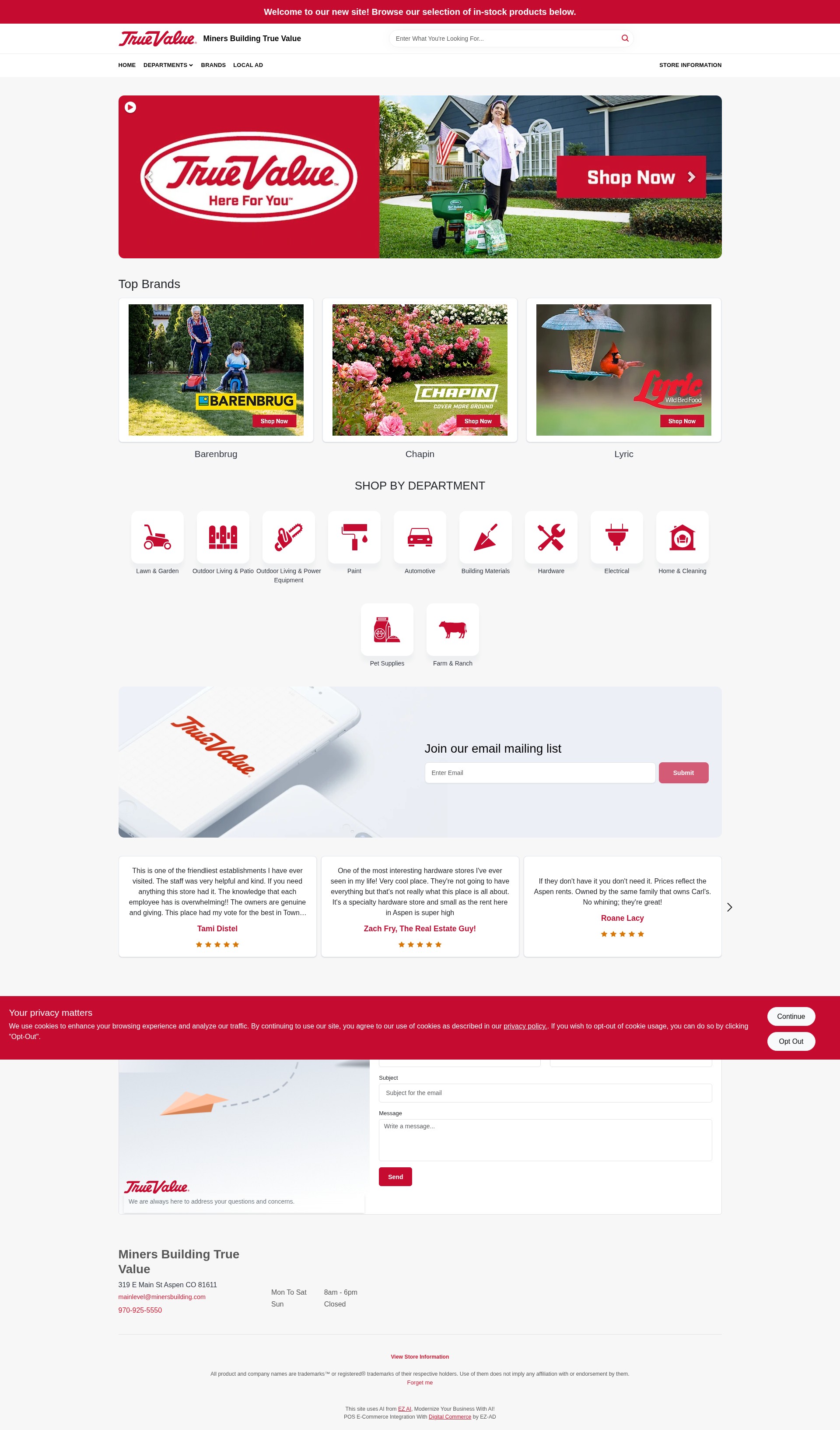Screenshot of minersbuilding.shoptruevalue.com
