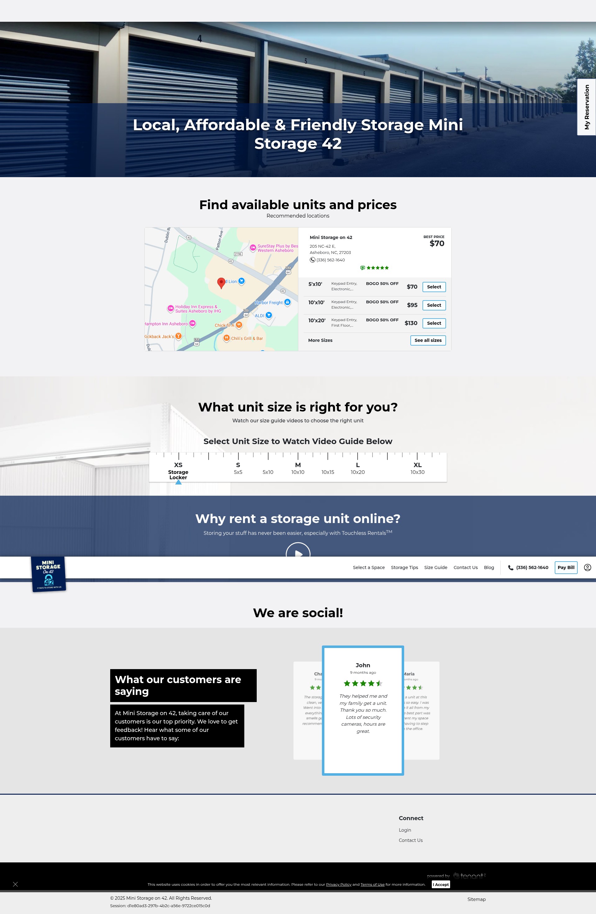 Screenshot of ministorageon42.com