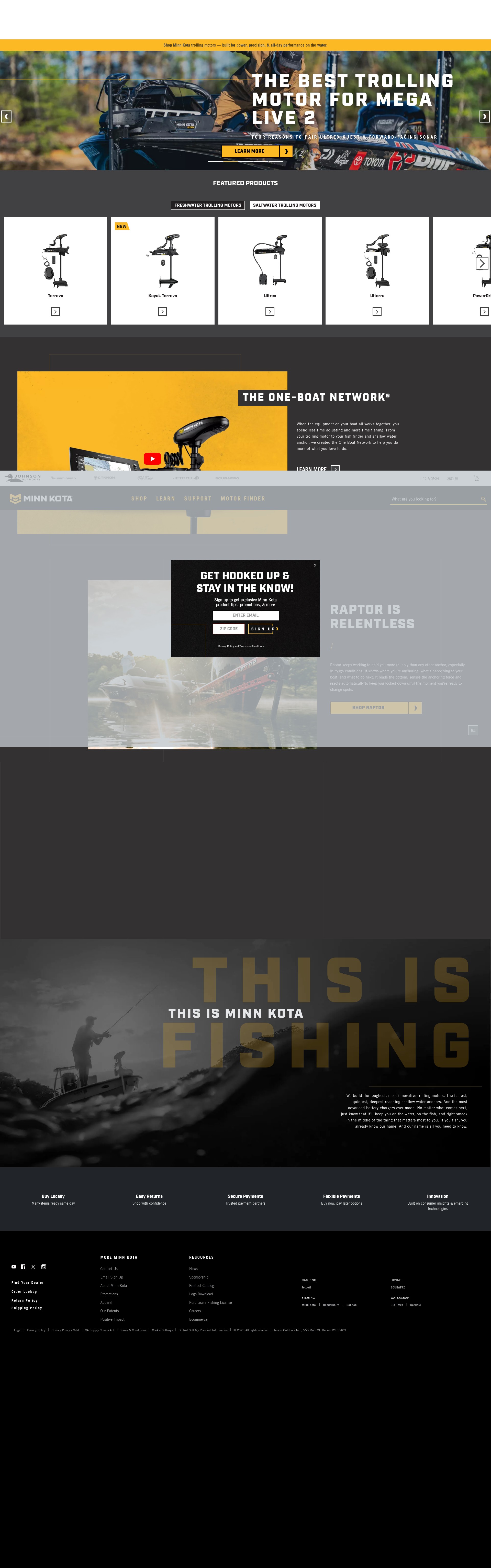 Screenshot of minnkota.johnsonoutdoors.com