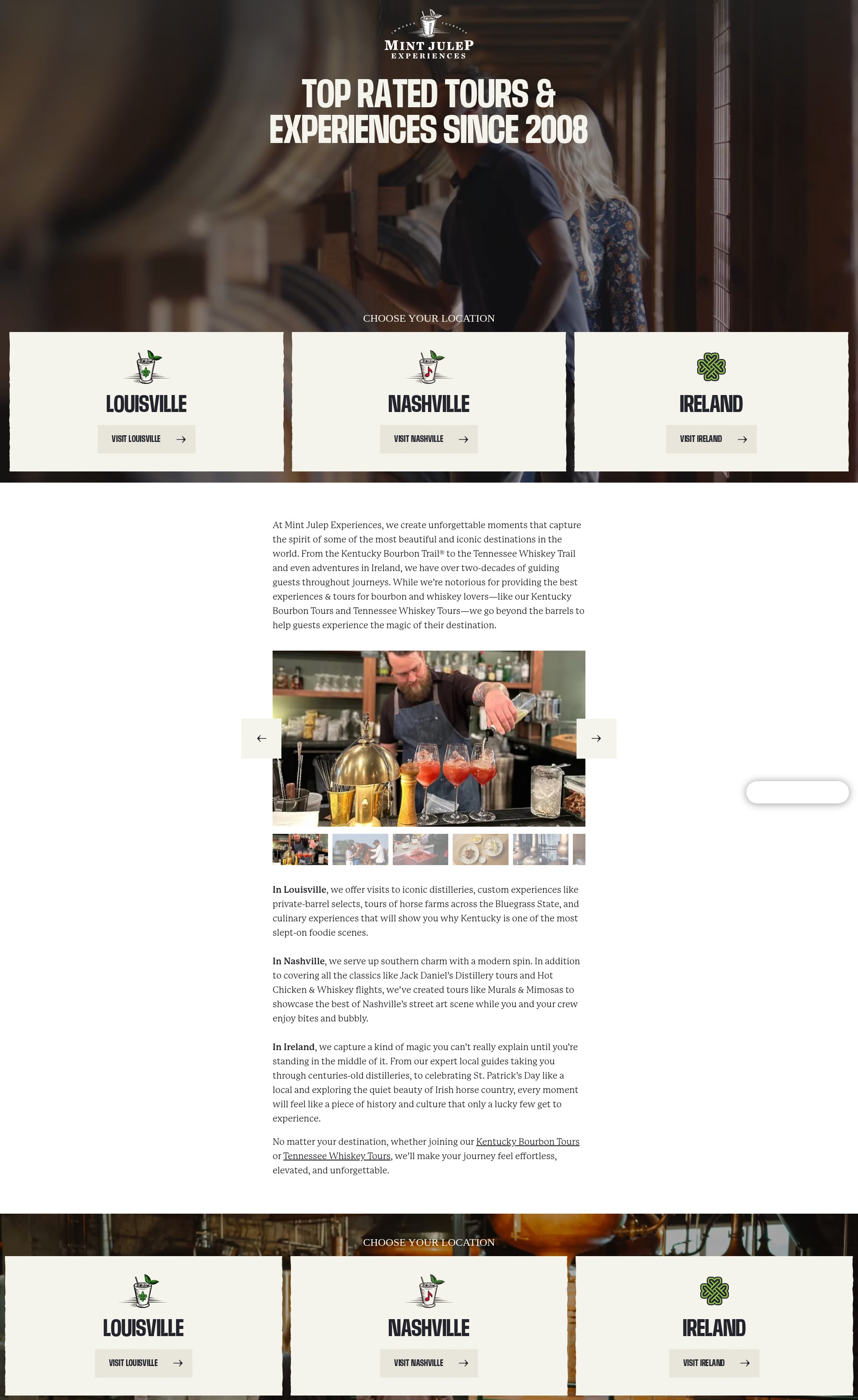 Screenshot of mintjuleptours.com