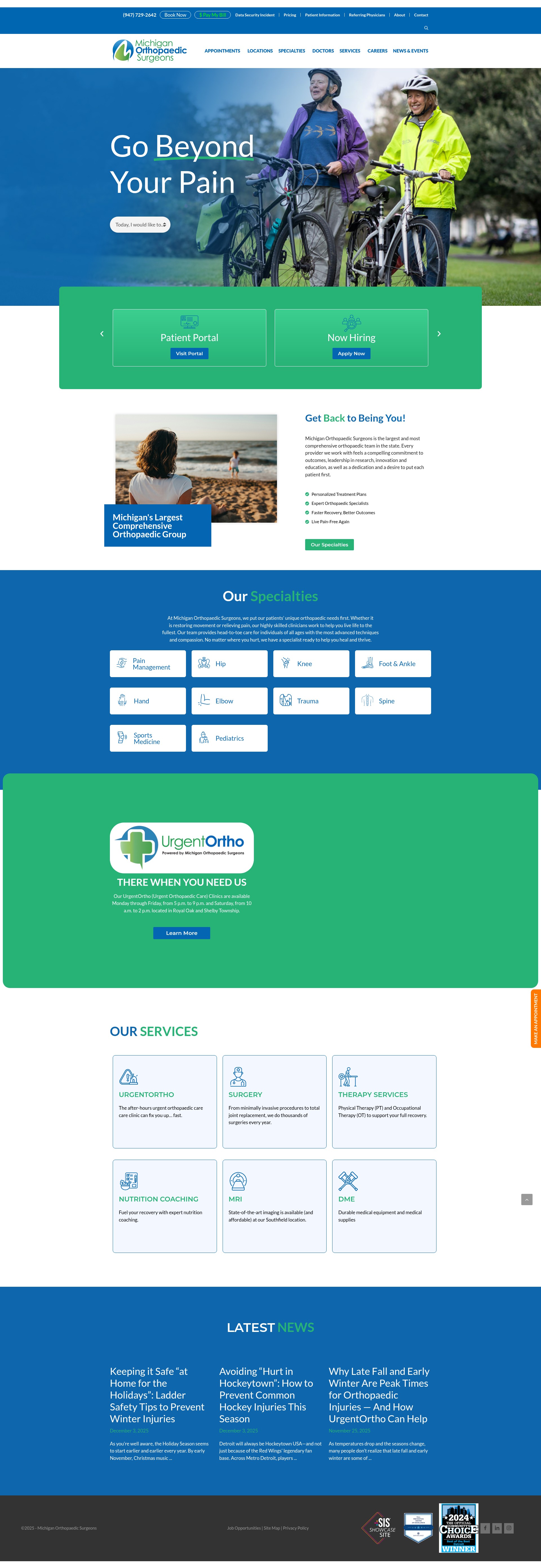Screenshot of miorthosurgeons.com