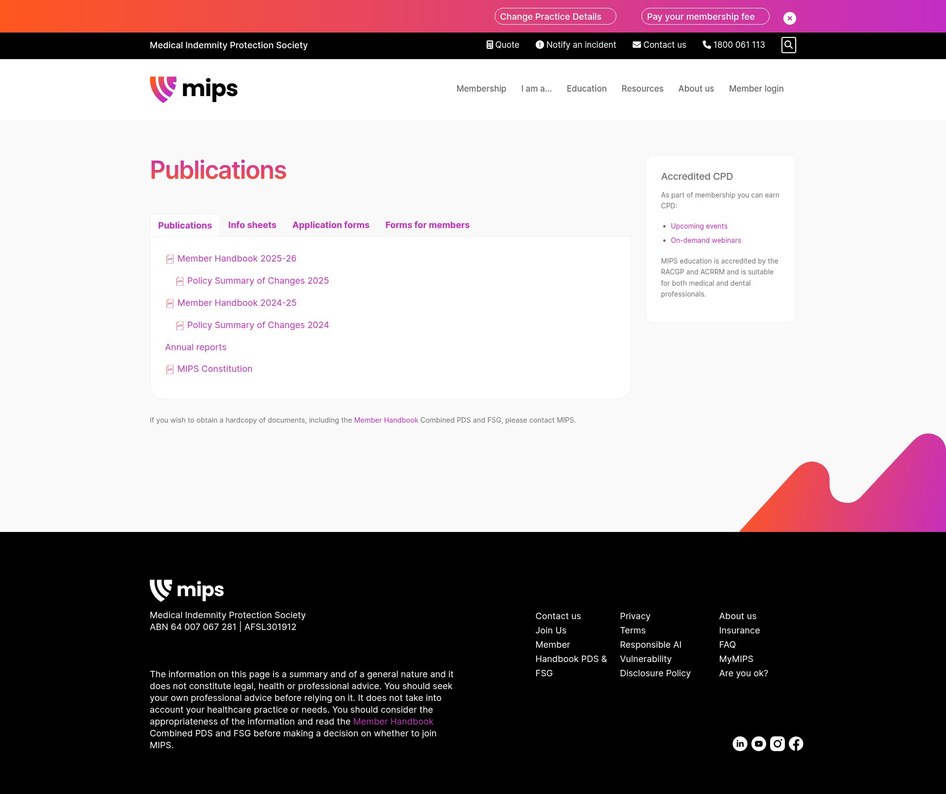 Screenshot of mips.com.au