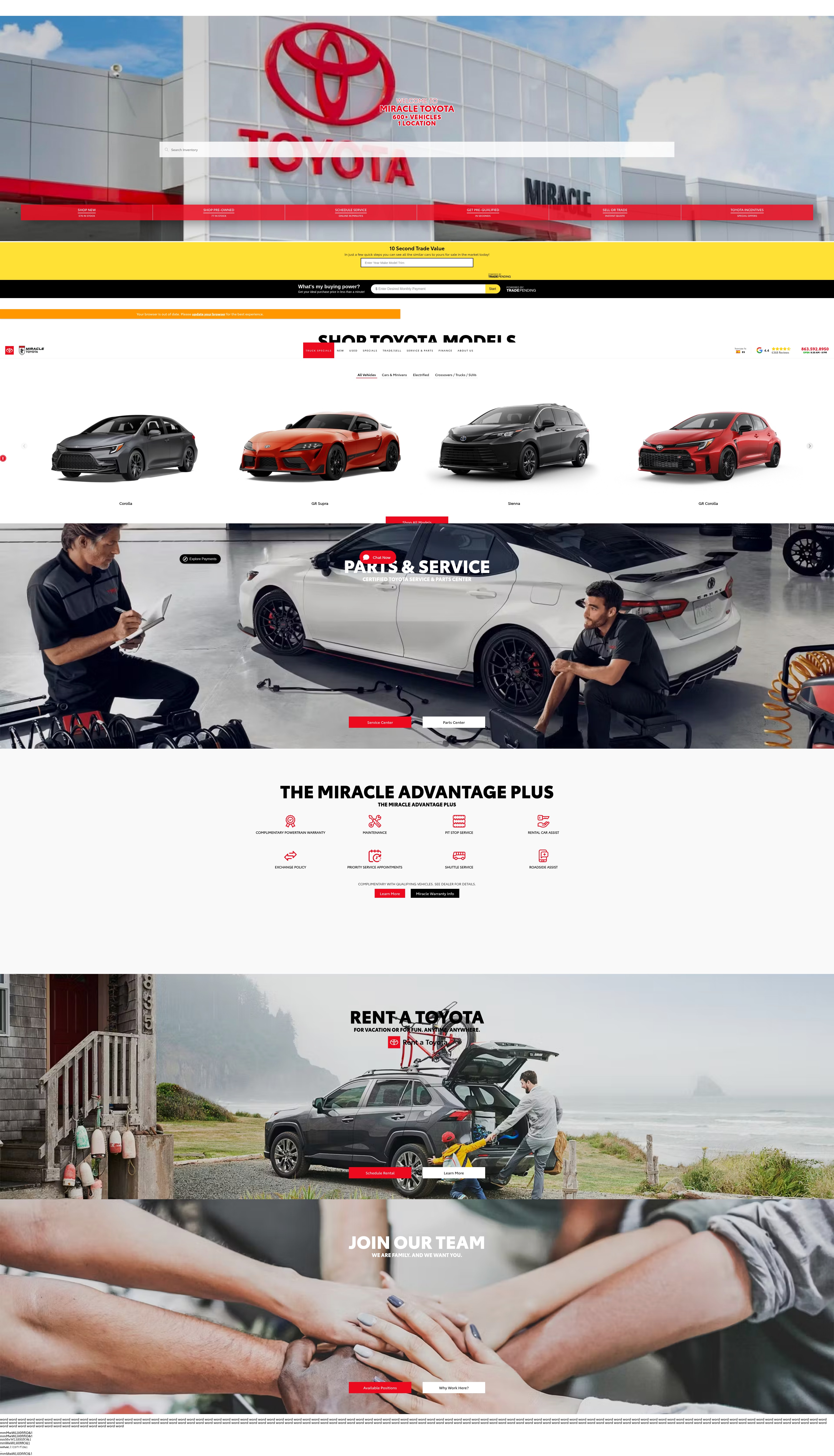 Screenshot of miracletoyota.com
