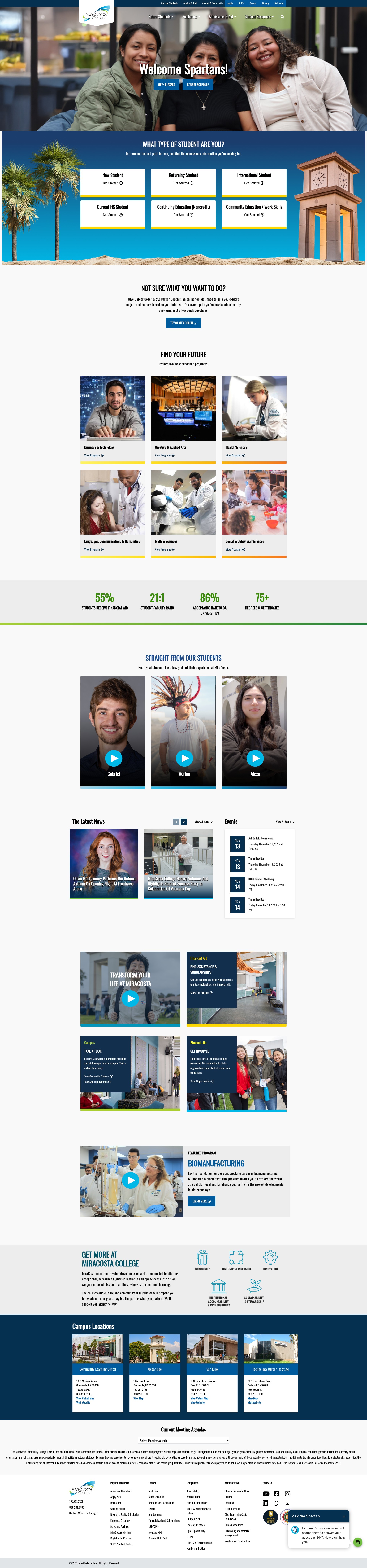 Screenshot of miracosta.edu