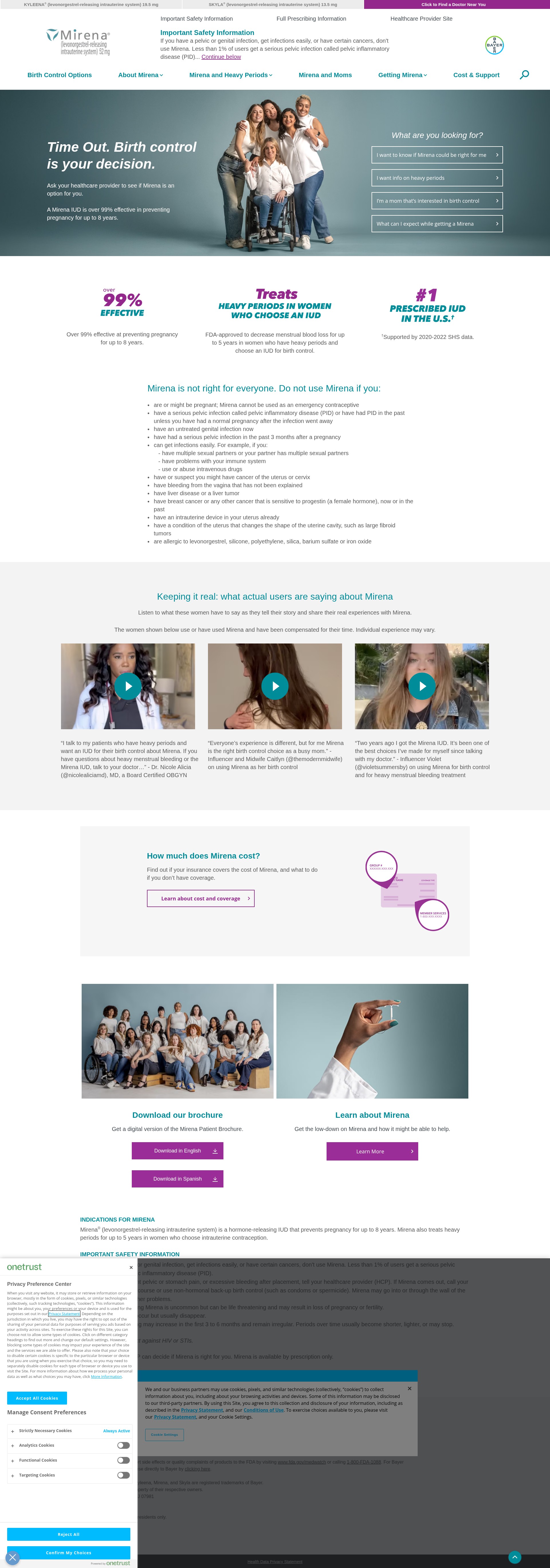 Screenshot of mirena-us.com