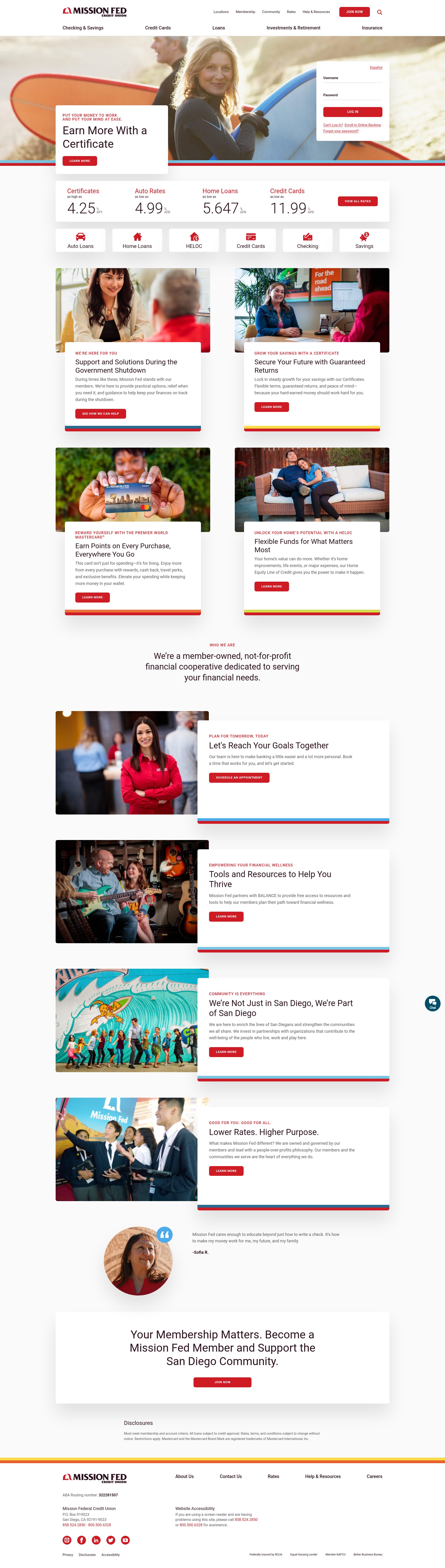 Screenshot of missionfed.com