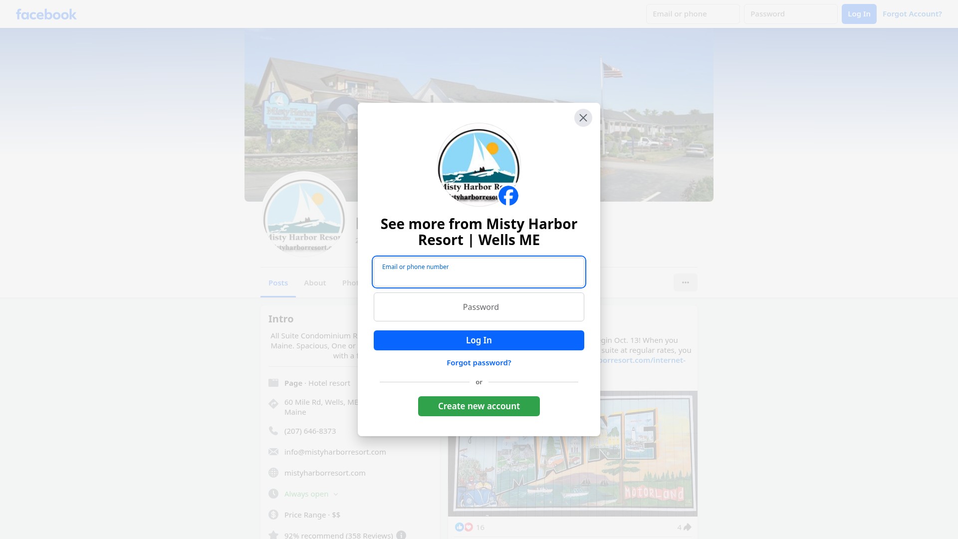 Screenshot of mistyharborresort.com