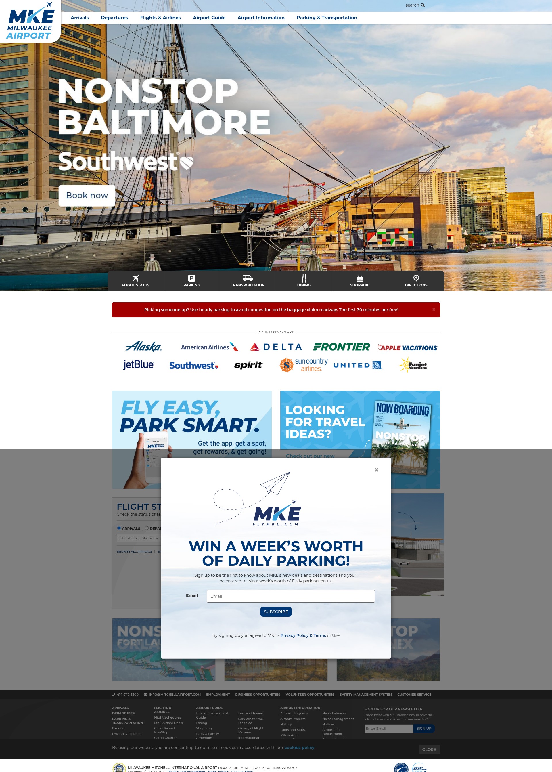 Screenshot of mitchellairport.com